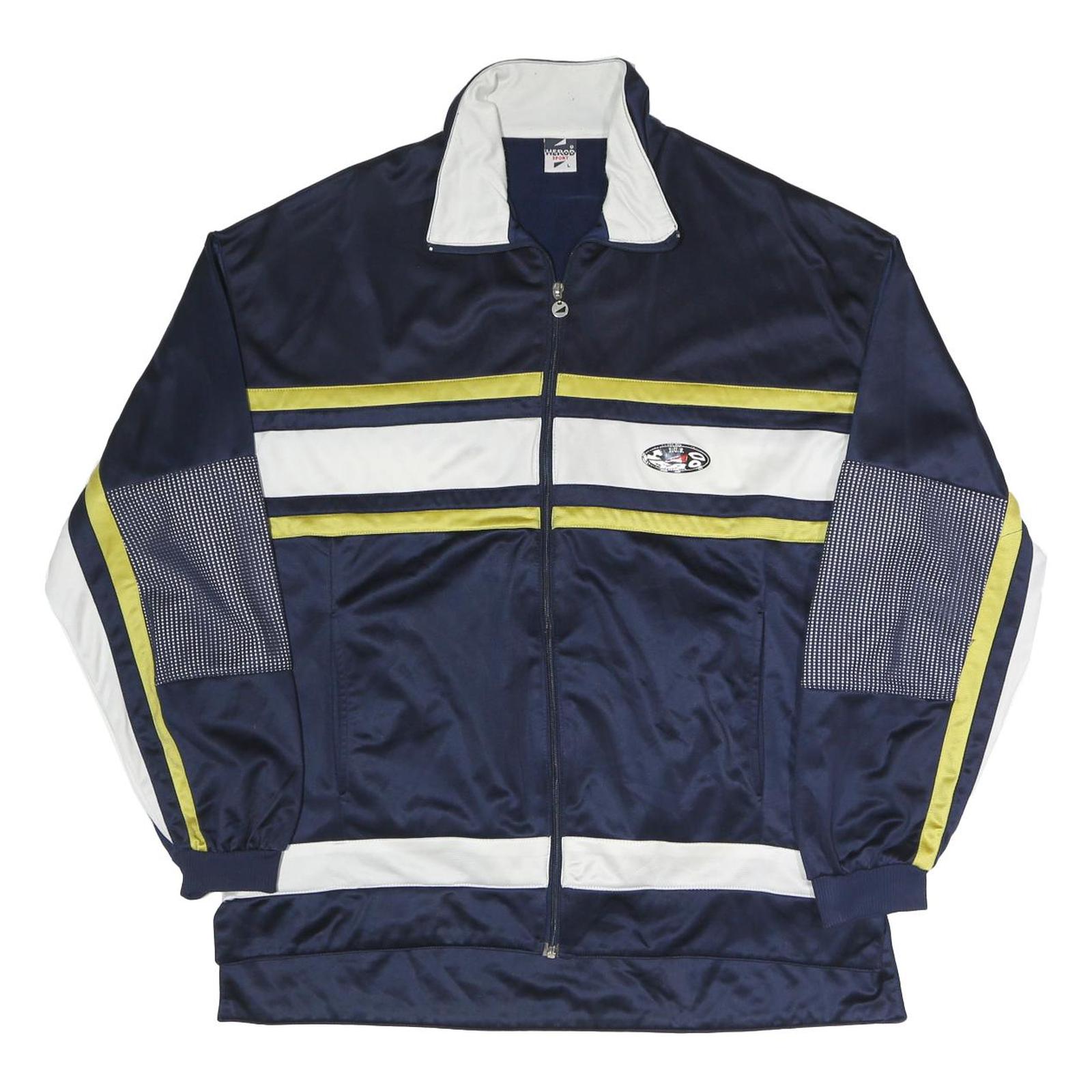 HEROD SPORT Mens Navy & White Sports Jacket L Polyester Blend Zip Track Top Refurbished - N/A refurbished available on Cerqular