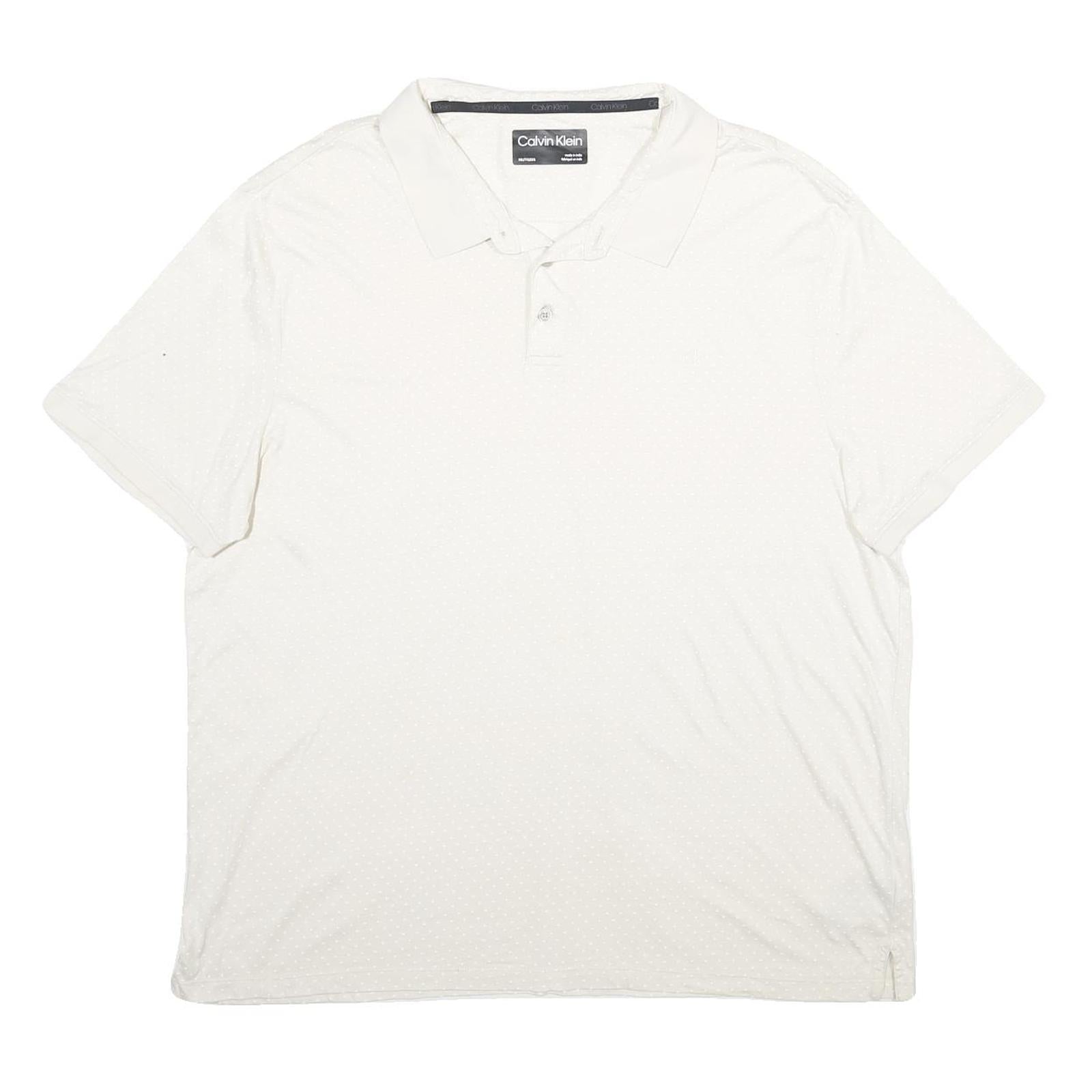 CALVIN KLEIN Mens White Polo Shirt 2XL Short Sleeve Plain Cotton Casual Refurbished - N/A refurbished available on Cerqular
