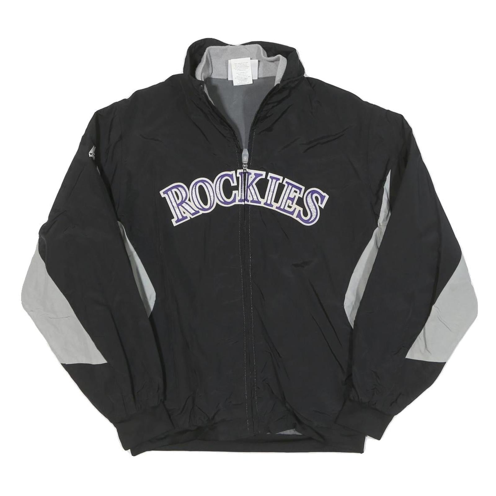 MAJESTIC Womens Black & Grey Rockies Zip Jacket L Polyester Blend Athletic Refurbished - N/A refurbished available on Cerqular