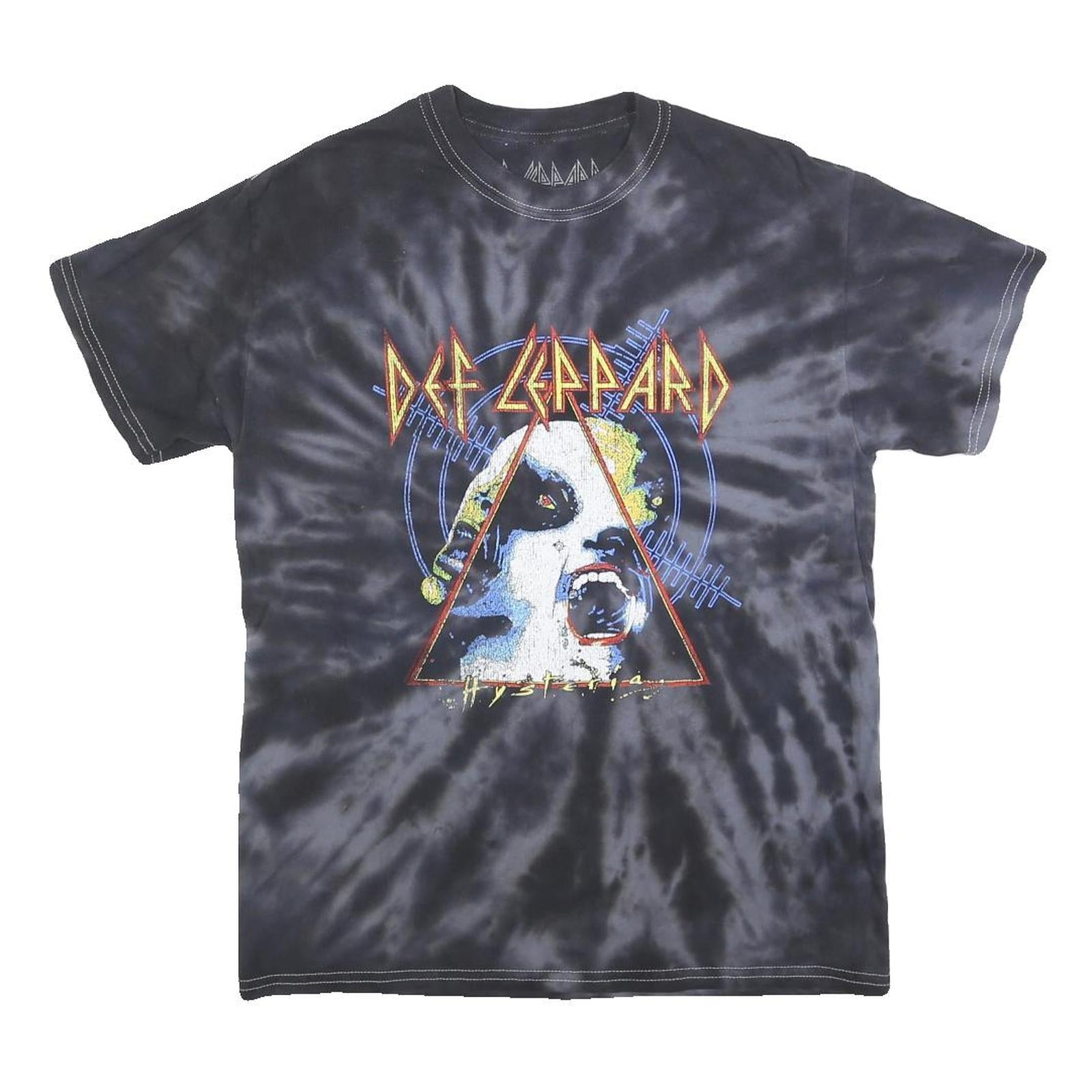 DEF LEPARD Womens Black Tie Dye Graphic T-Shirt M Short Sleeve Crew Neck Vintage Refurbished - N/A refurbished available on Cerqular
