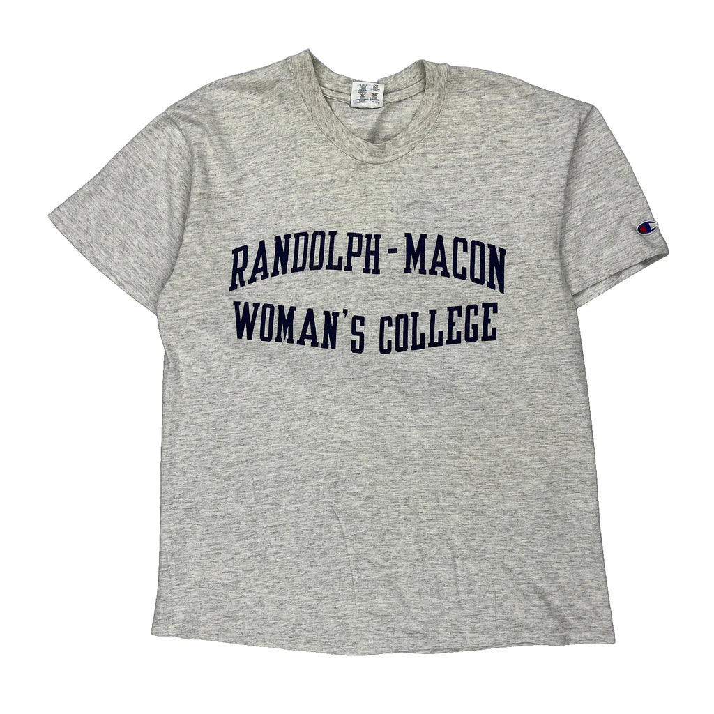 Champion College T-Shirt - Large Grey Cotton Refurbished - Thrifted (note: this is a term often used to describe second- refurbished available on Cerqular