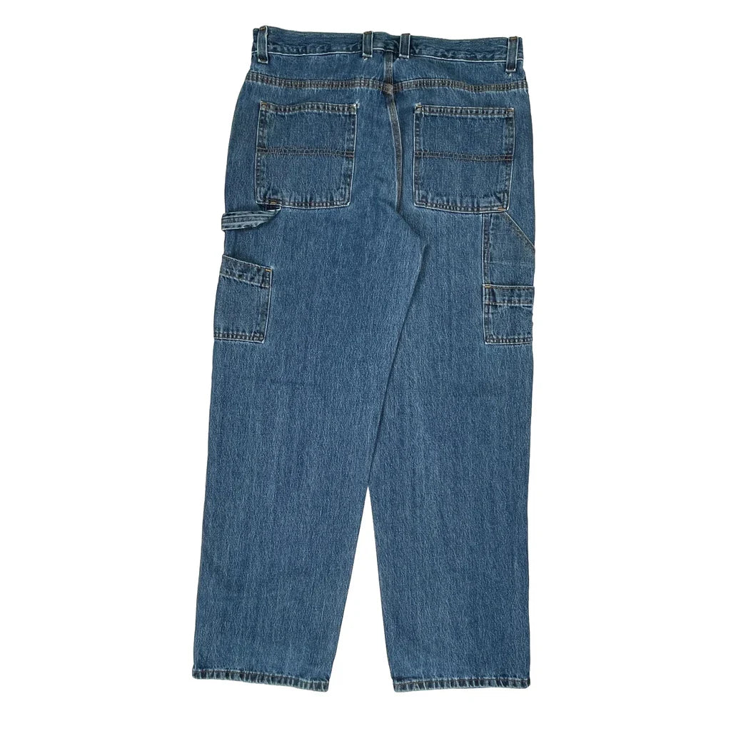 Faded Glory Cargo Carpenter Jeans - 34W 30L Blue Cotton Refurbished - Thrifted (note: this is a term often used to describe second- refurbished available on Cerqular