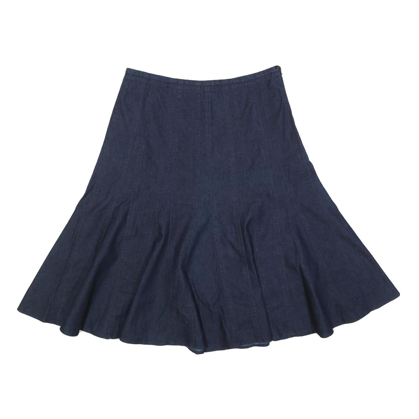 LARRY LEVINE Womens Blue Flare Midi Cotton Blend Skirt M Comfortable Stylish Refurbished - N/A refurbished available on Cerqular