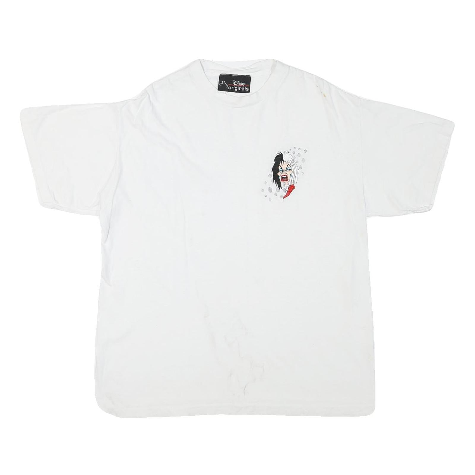 DISNEY Mens White Graphic T-Shirt L Short Sleeve Crew Neck Cotton Blend Refurbished - N/A refurbished available on Cerqular