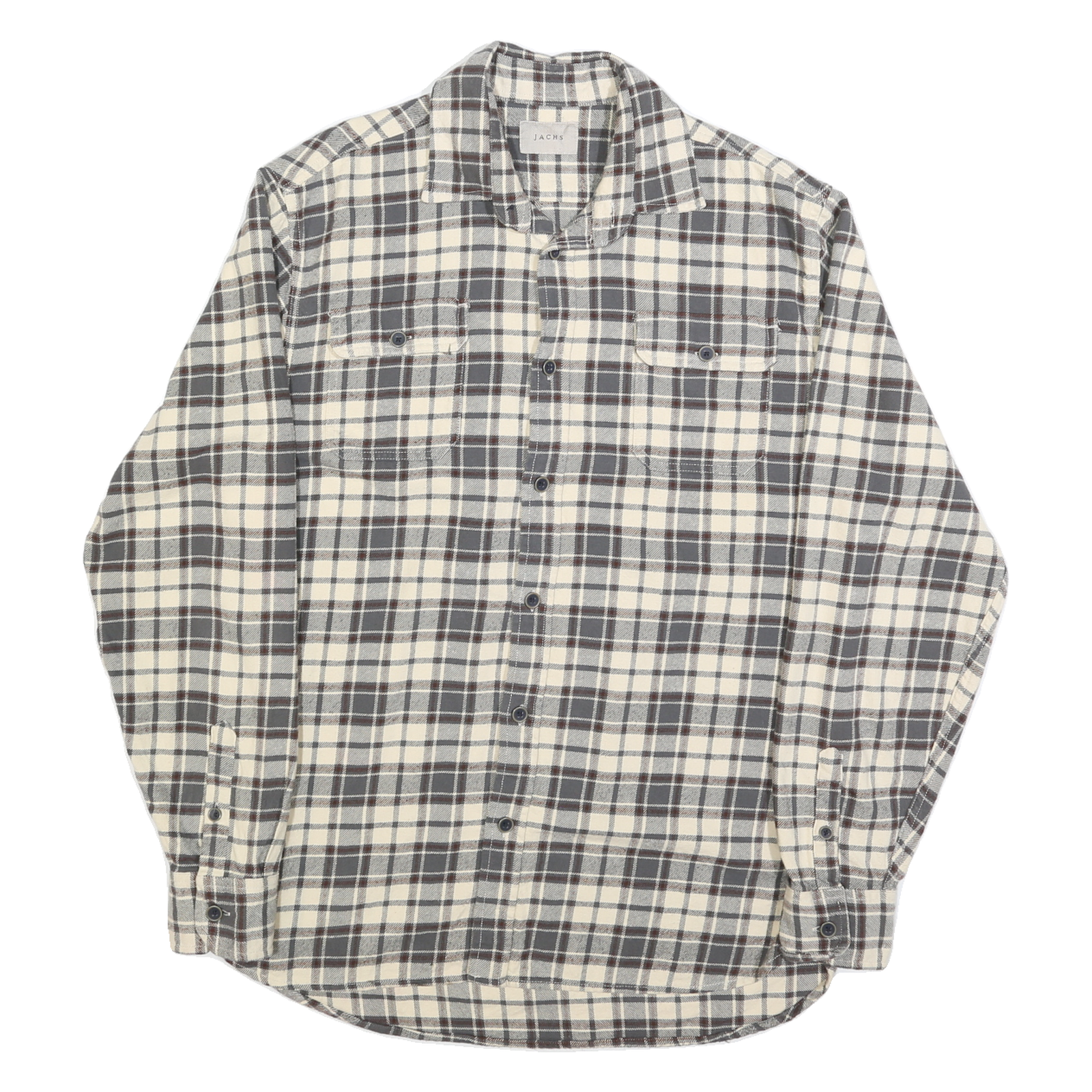Buy JACHS Mens Cream & Grey Check Shirt L Cotton Blend Casual Long Sleeve Button Refurbished - $32.49 JACHS Mens Cream & Grey Check Shirt L Cotton Blend Casual Long Sleeve Button Refurbished - N/A refurbished available on Cerqular