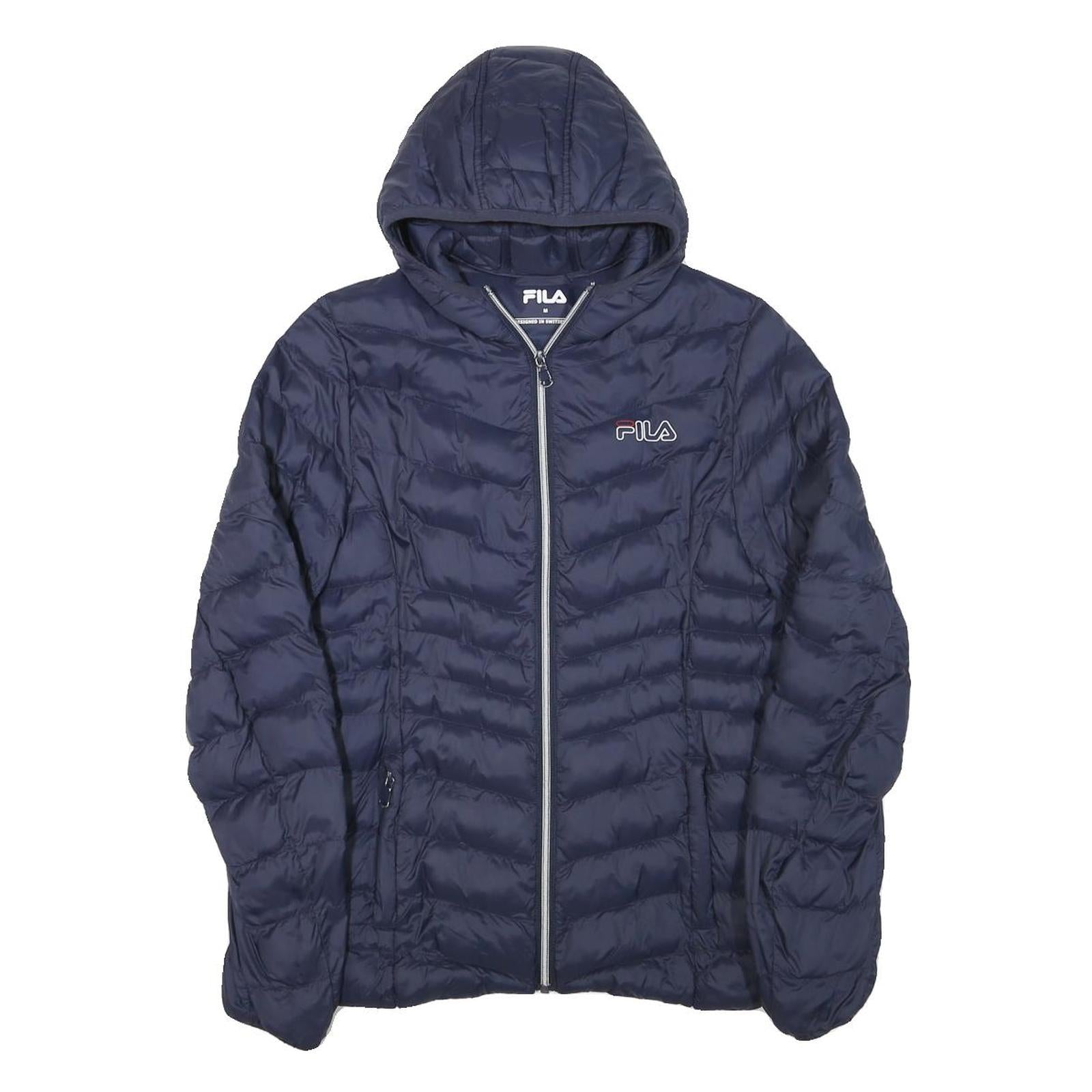 FILA Womens Navy Zip Hooded Quilted Jacket M Polyester Blend Lightweight Refurbished - N/A refurbished available on Cerqular