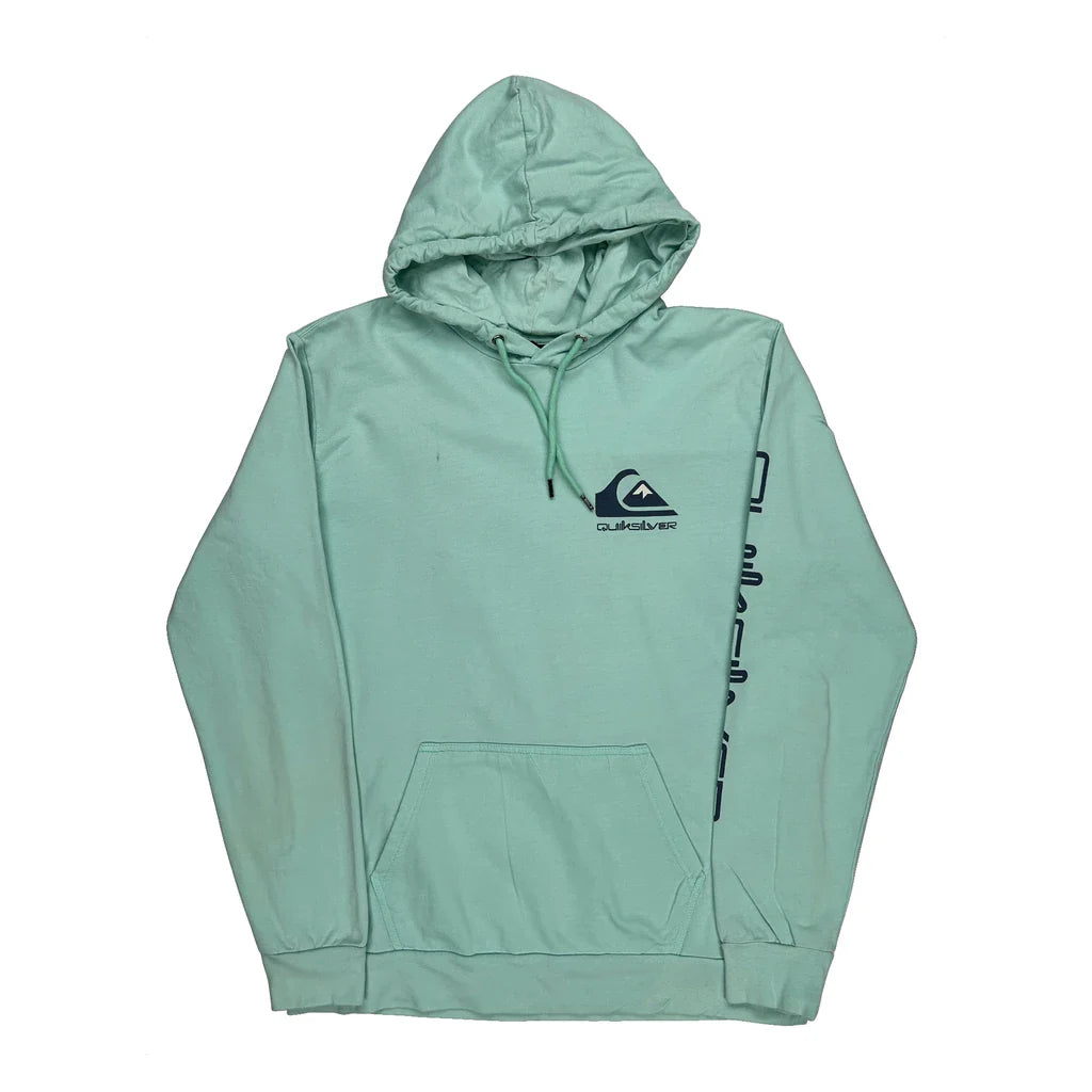Quiksilver Spellout Hoodie - XL Green Cotton Refurbished - Thrifted (note: this is a term often used to describe second- refurbished available on Cerqular