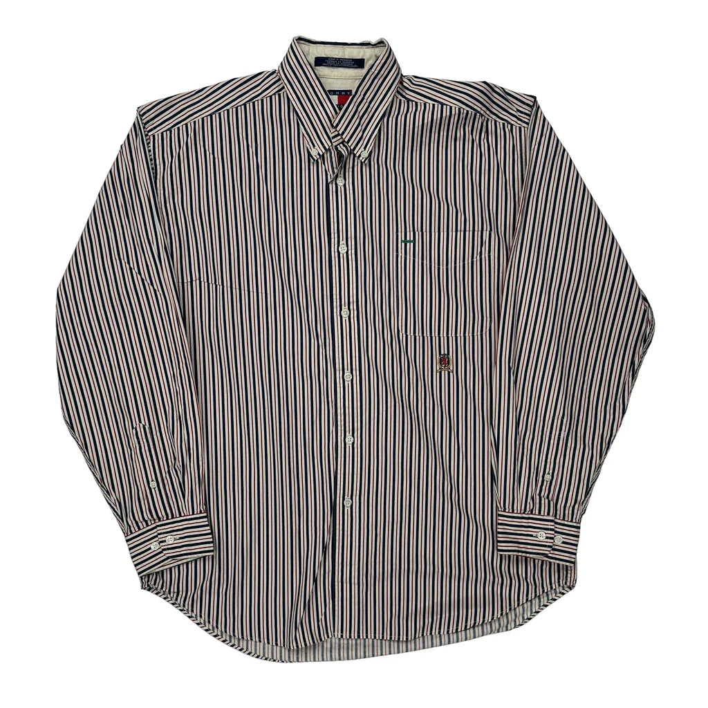 Tommy Hilfiger Striped Shirt - Large Multicoloured Cotton Refurbished - Thrifted (note: this is a term often used to describe second- refurbished available on Cerqular