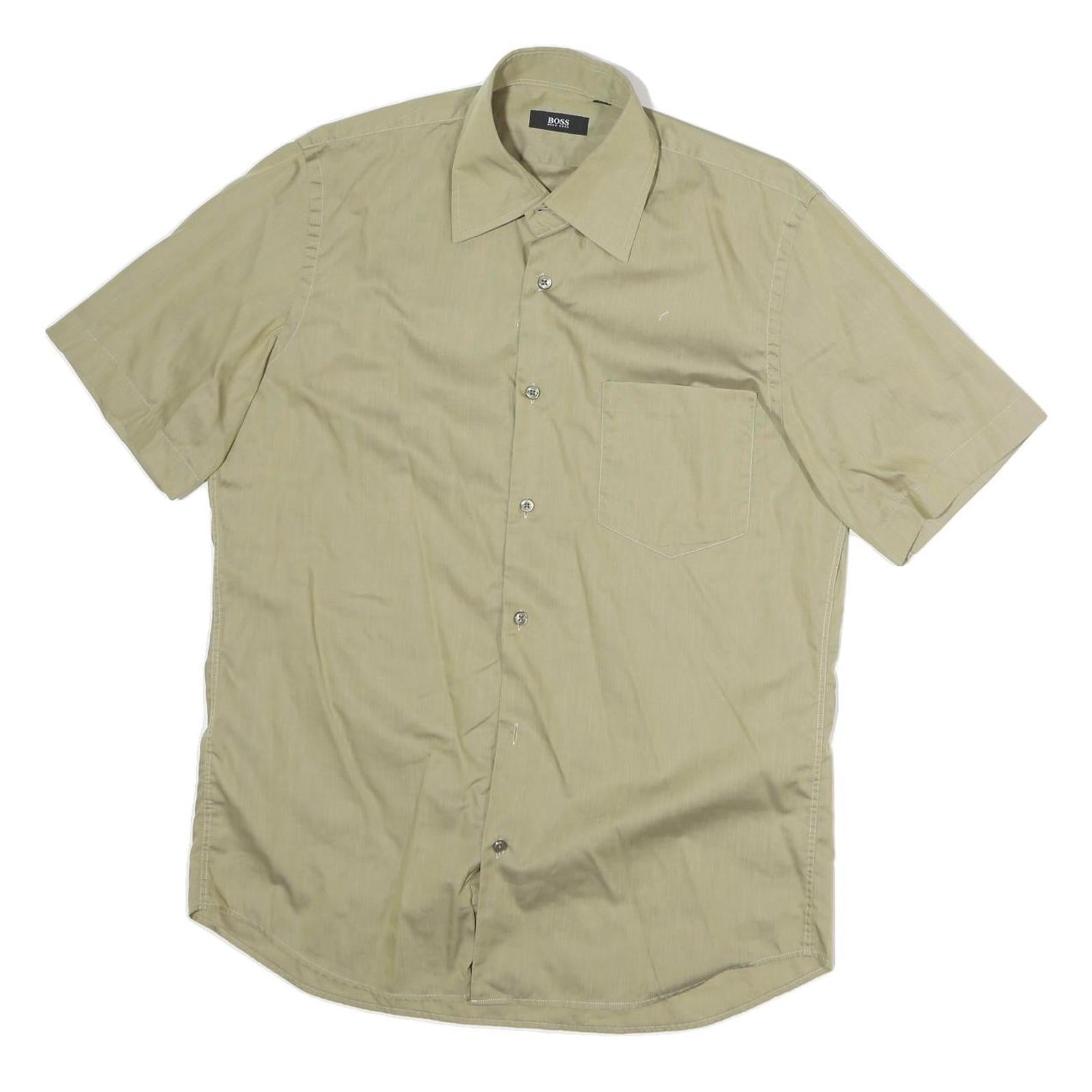 BOSS HUGO BOSS Mens Beige Cotton Short Sleeve Shirt M Classic Casual Summer Refurbished - N/A refurbished available on Cerqular