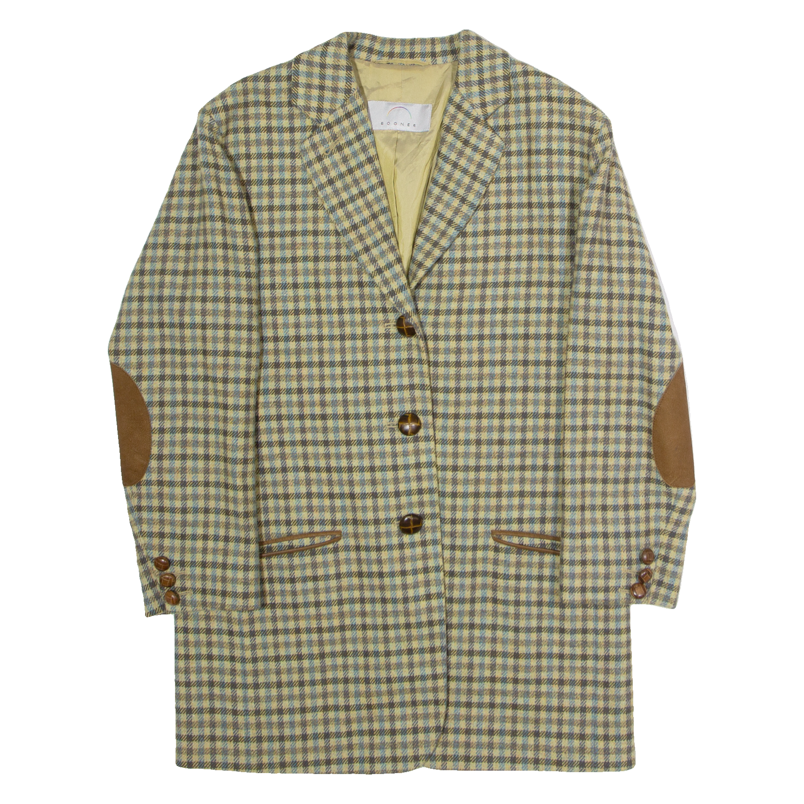 BOGNER Womens Blazer Jacket Blue Wool Check L Refurbished - N/A refurbished available on Cerqular