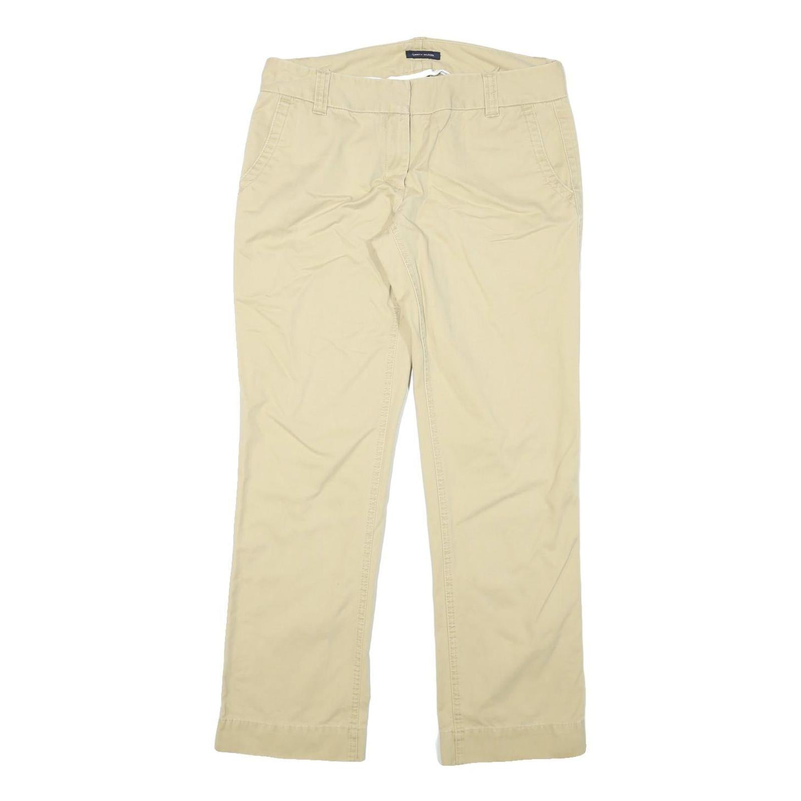 TOMMY HILFIGER Womens Beige Cotton Blend Regular Straight Trousers W34 L30 Refurbished - N/A refurbished available on Cerqular