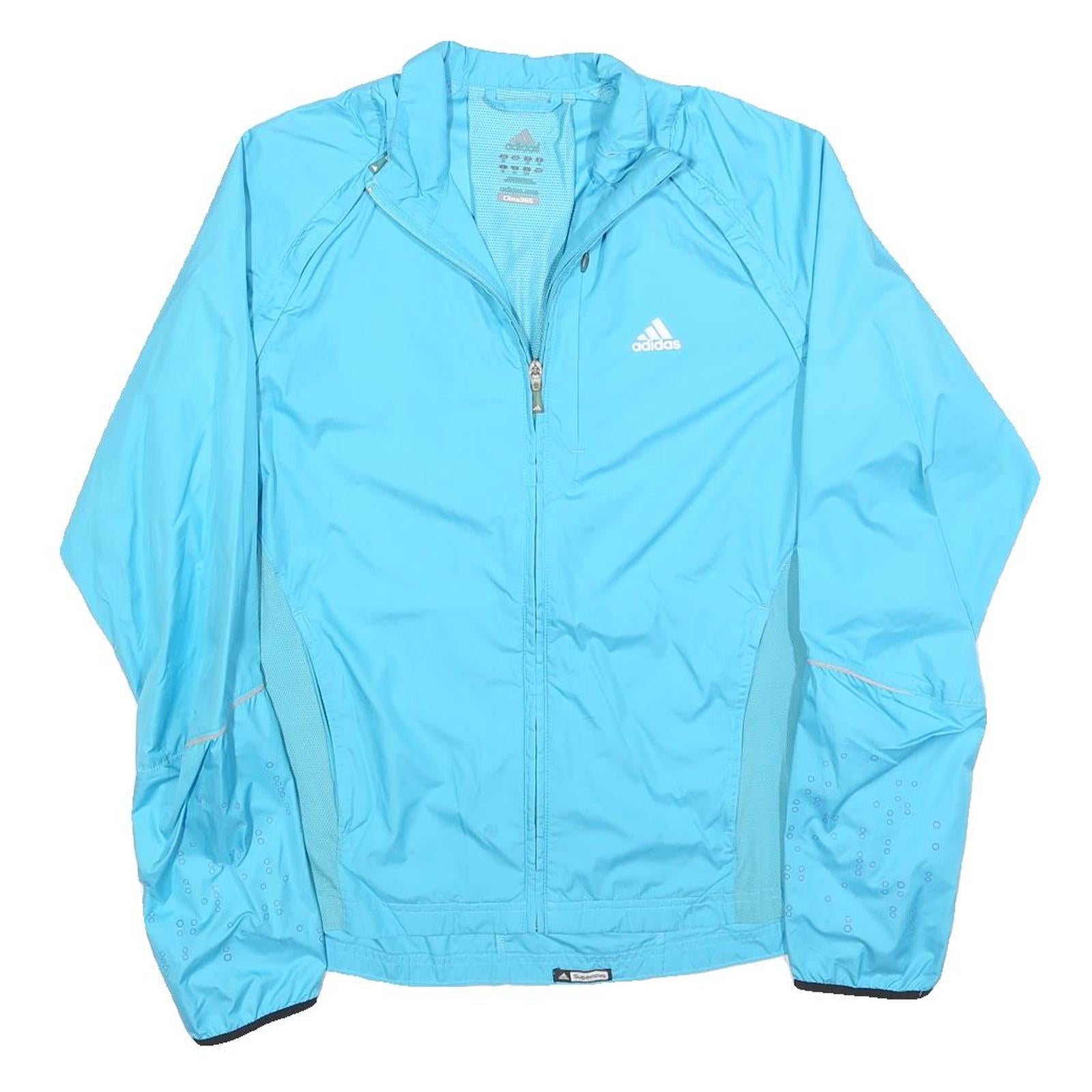 ADIDAS Womens Blue Lightweight Zip Jacket UK 14 Polyester Blend Athletic Outdoor Refurbished - N/A refurbished available on Cerqular