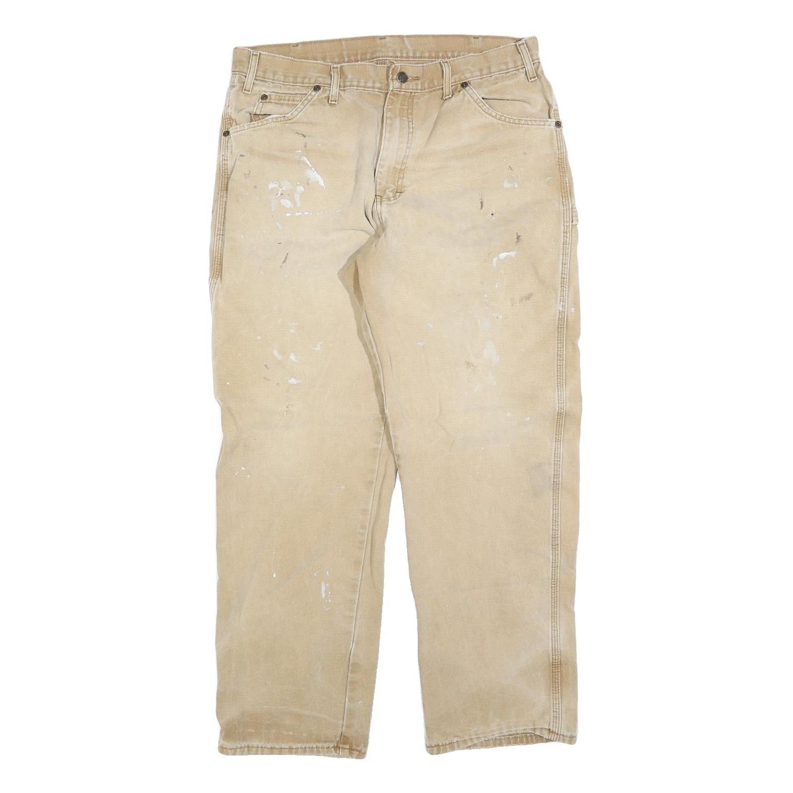 DICKIES Mens Loose Fit Beige Cotton Blend Jeans W34 L30 Workwear Zip Closure Refurbished - N/A refurbished available on Cerqular