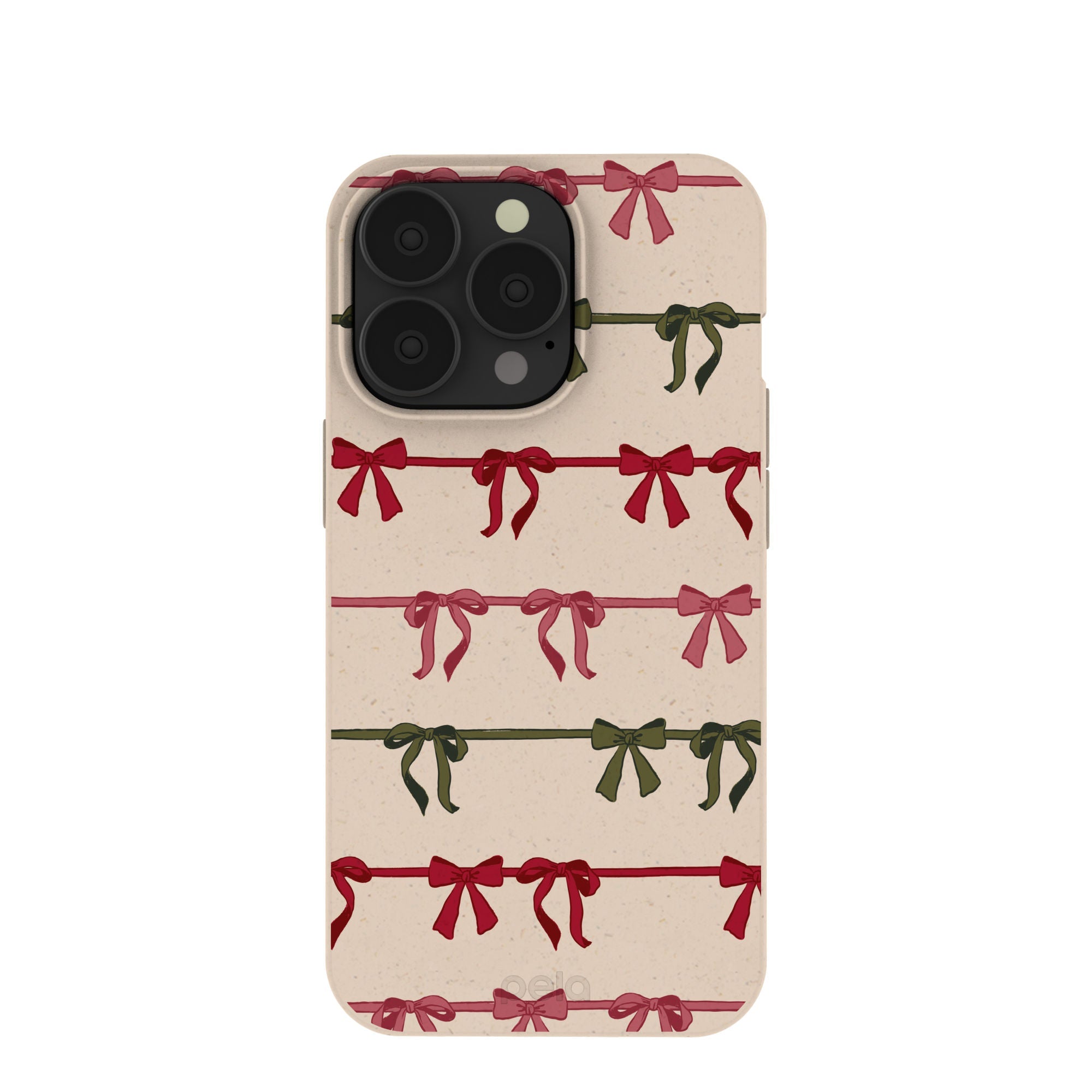 Seashell Holiday Bows iPhone 13 Pro Case Refurbished - Pela Case refurbished available on Cerqular