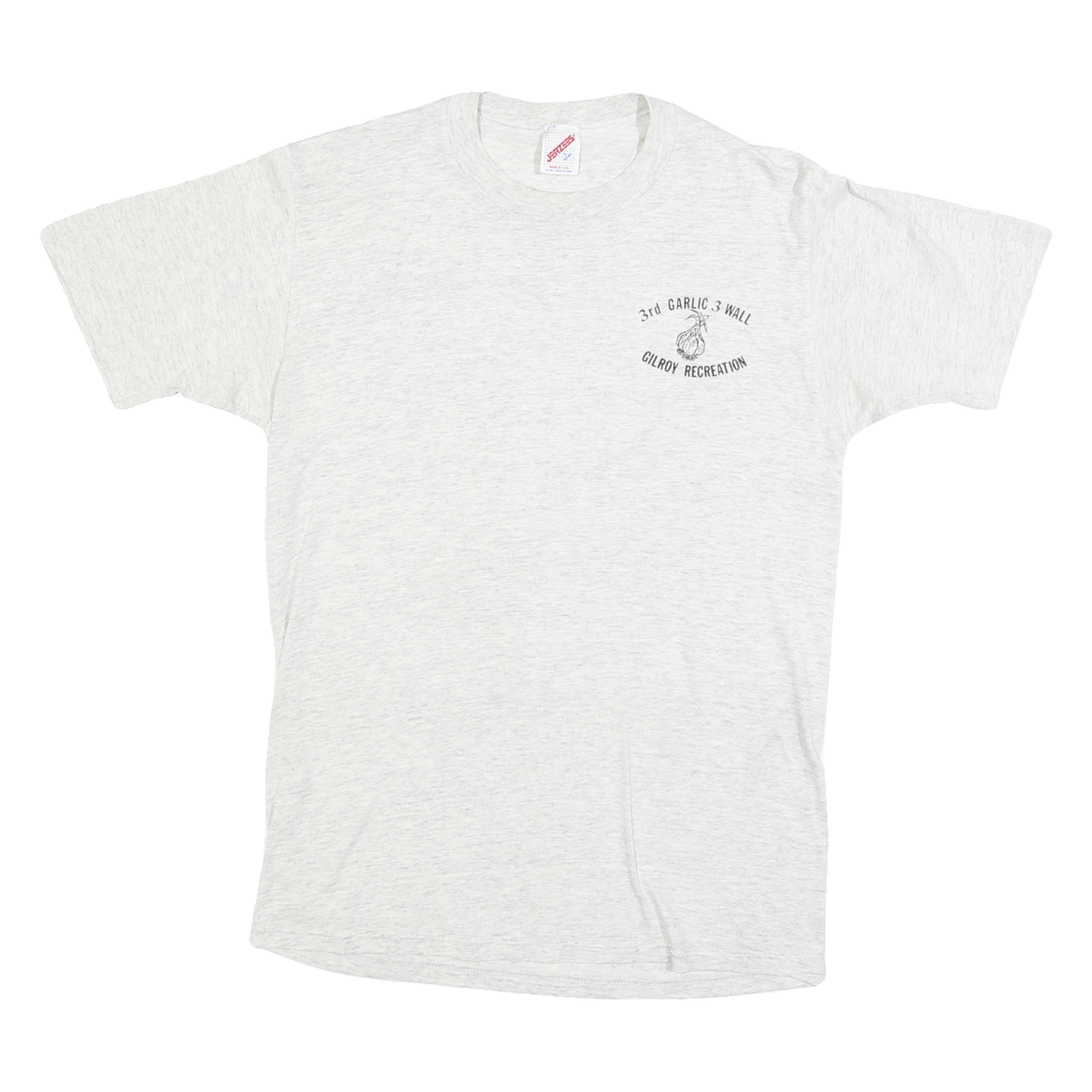 JERZEES Mens White 3rd Garlic 3 Wall Gilroy Recreation Graphic T-Shirt L Short Refurbished - N/A refurbished available on Cerqular