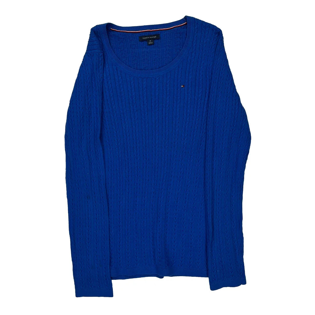 Tommy Hilfiger Jumper - Medium Blue Cotton Refurbished - Thrifted (note: this is a term often used to describe second- refurbished available on Cerqular