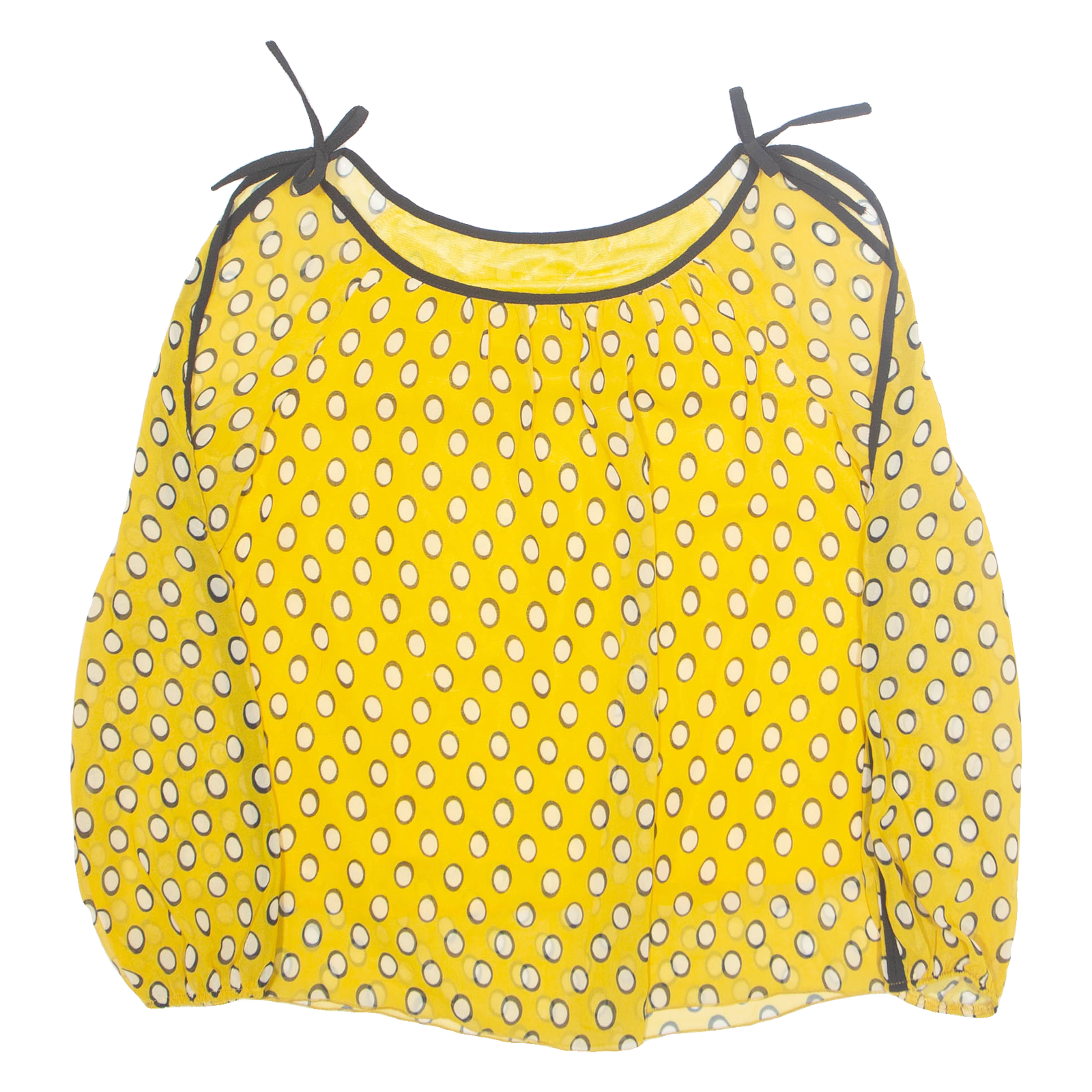 Womens Printed Blouse Yellow Long Sleeve Spotted S Refurbished - N/A refurbished available on Cerqular