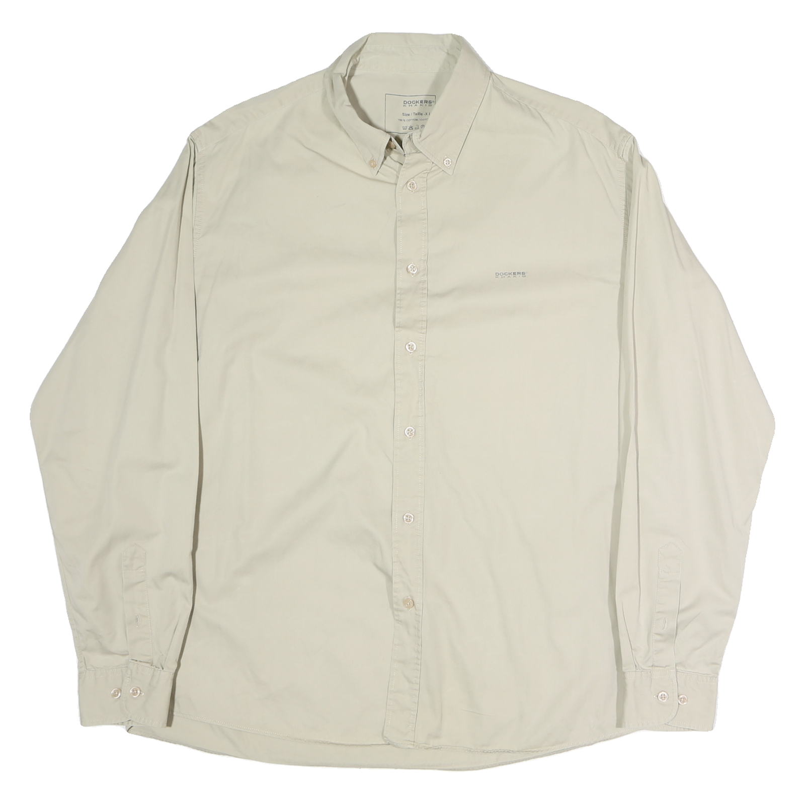 DOCKERS Mens Beige Cotton Button-Down Shirt XL Classic Fit Casual Wear Refurbished - N/A refurbished available on Cerqular
