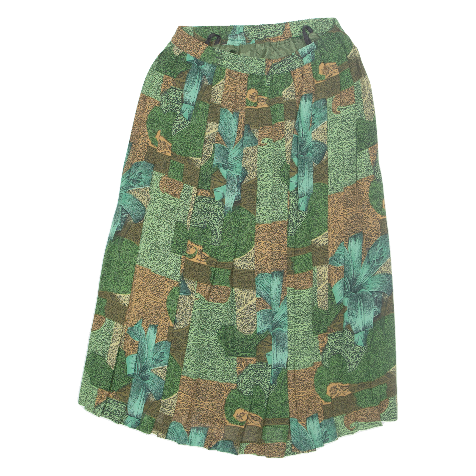 Womens Pleated Skirt Green Midi Floral M Refurbished - N/A refurbished available on Cerqular