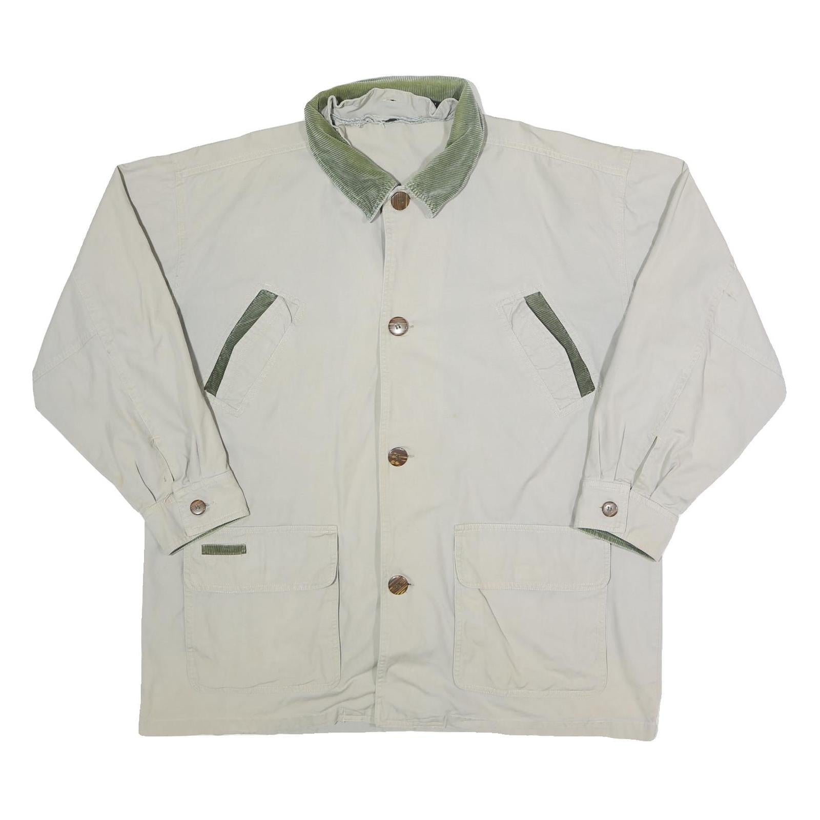 Mens Beige Cotton Button Jacket XL Casual Plain Lightweight Fall Outerwear Refurbished - N/A refurbished available on Cerqular