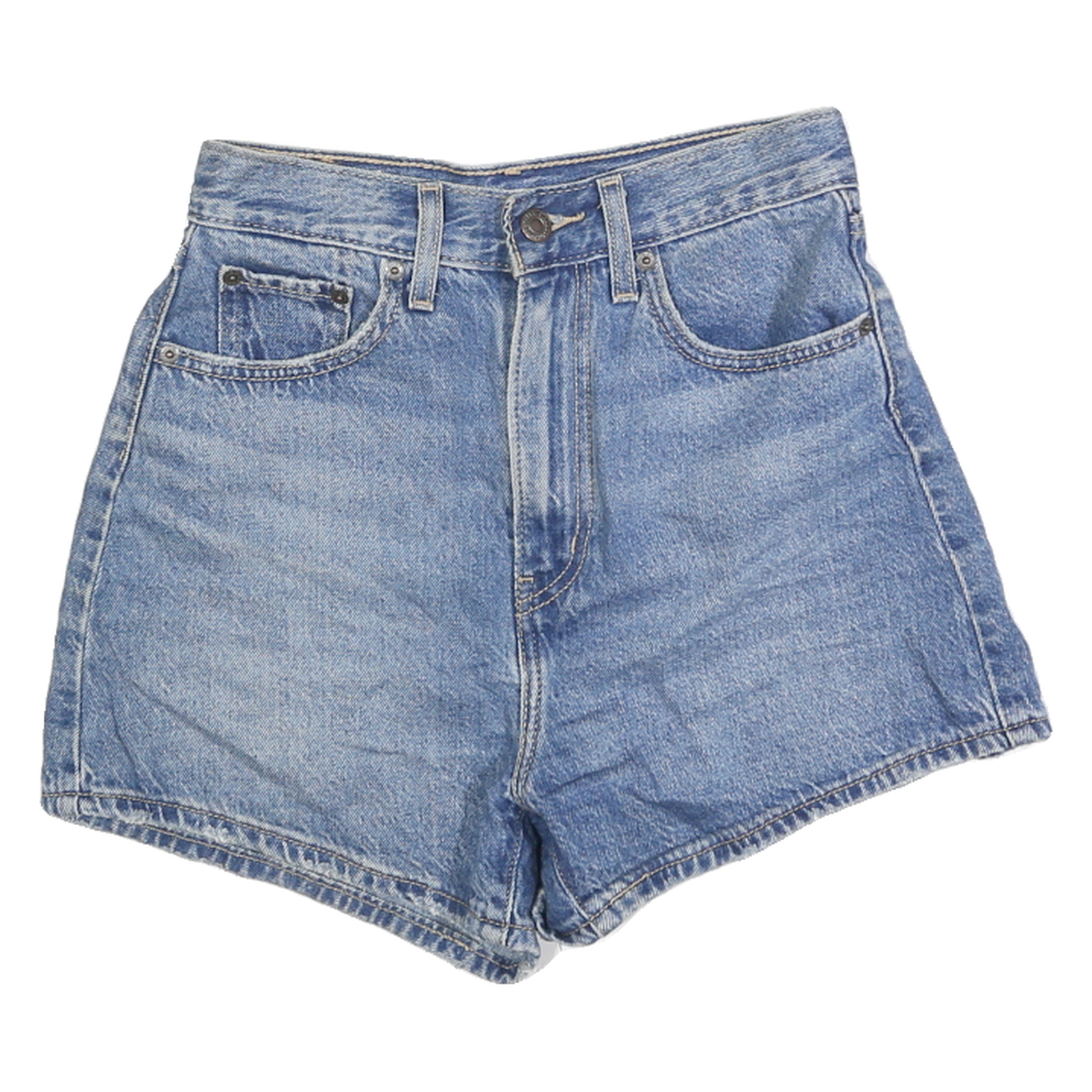 LEVI'S Womens Denim Blue Cotton Shorts XS W24 High Waist Casual Summer Refurbished - N/A refurbished available on Cerqular