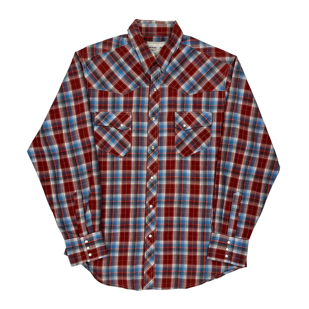 Wrancher Shirts Wrangler Checked Shirt - 2XL Blue Cotton Refurbished - Thrifted (note: this is a term often used to describe second- refurbished available on Cerqular