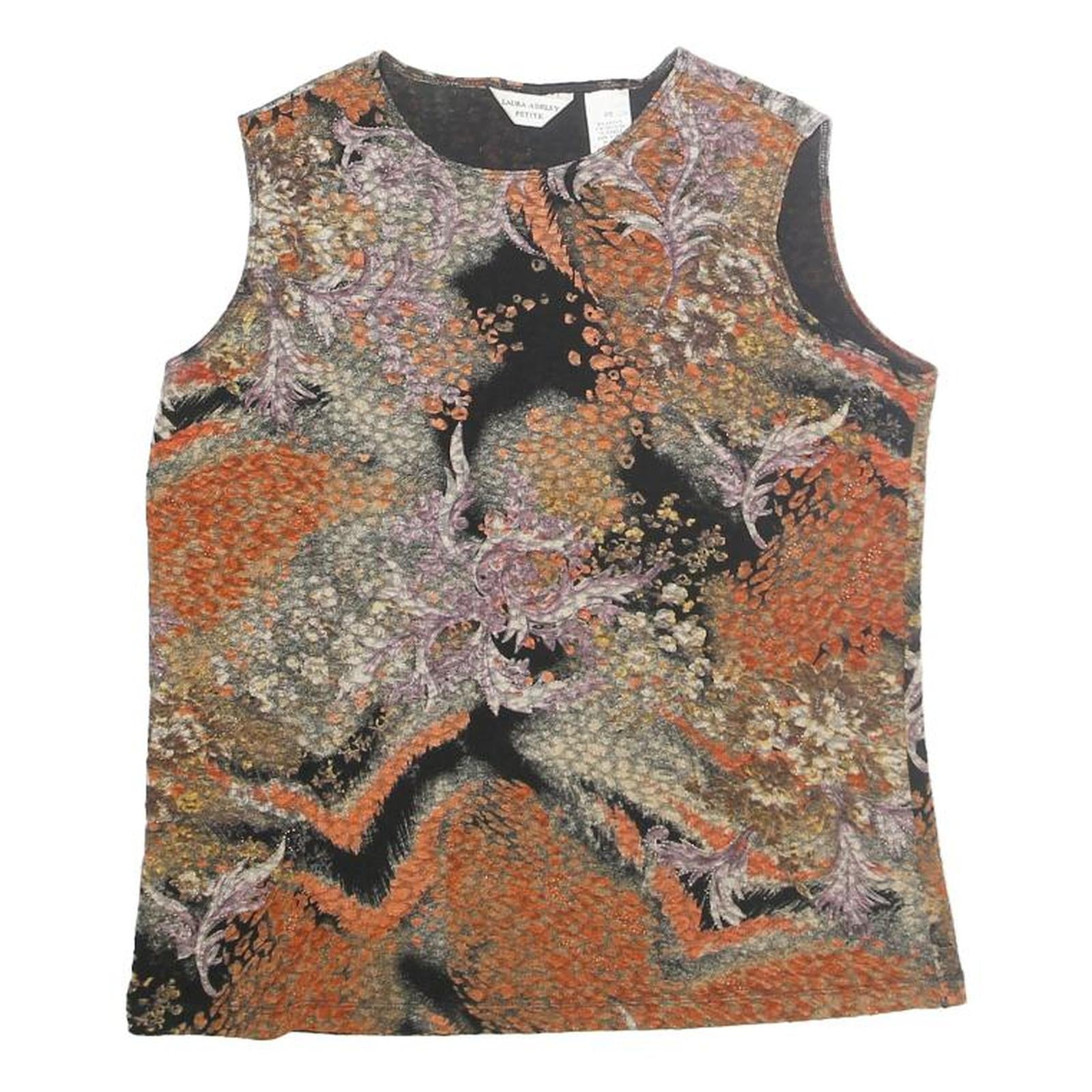 Buy LAURA ASHLEY Womens Black & Orange Printed Sleeveless Top S Cotton Blend Refurbished - $25.99 LAURA ASHLEY Womens Black & Orange Printed Sleeveless Top S Cotton Blend Refurbished - N/A refurbished available on Cerqular