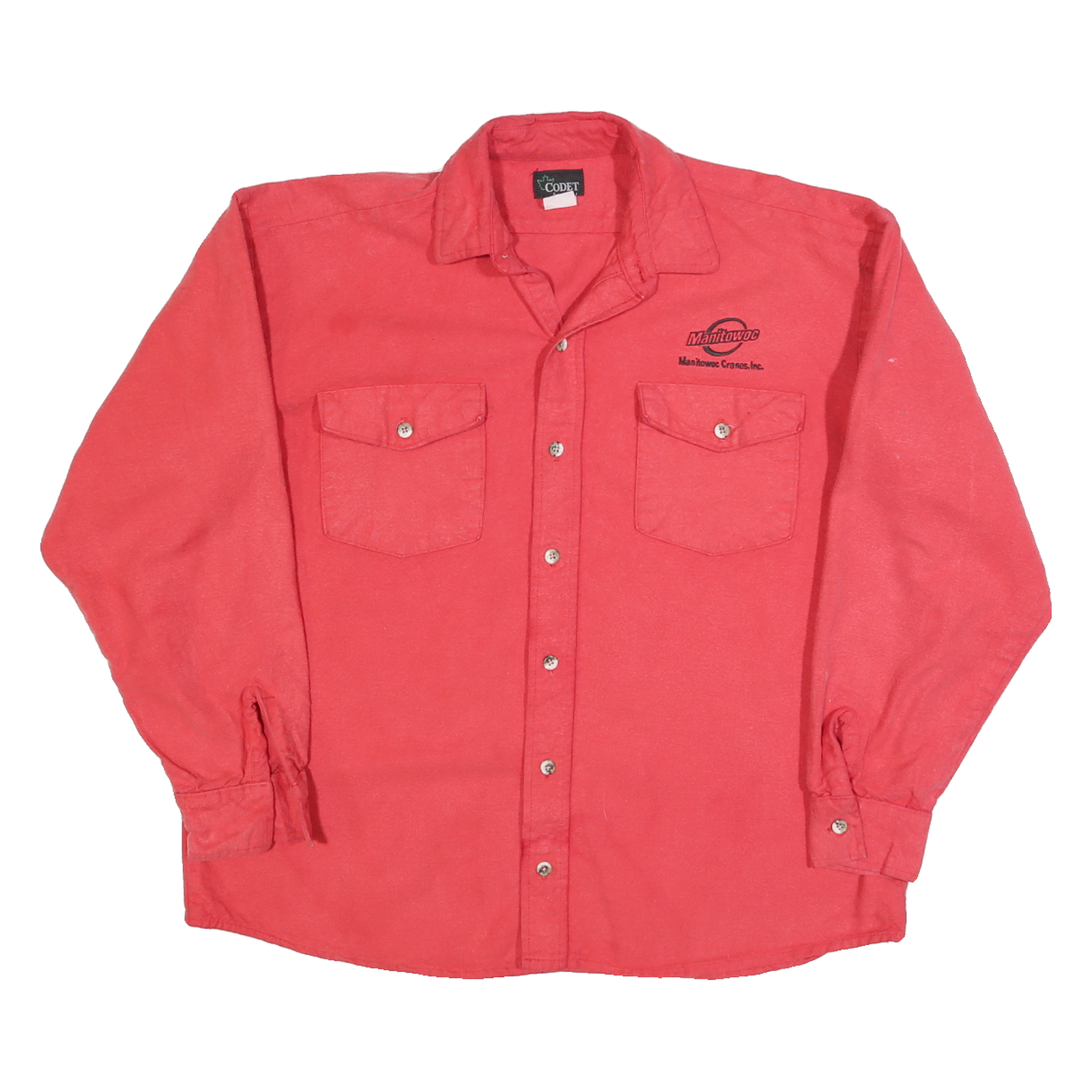 CODET Mens Red Workwear Shirt L Long Sleeve Button Cotton Blend Utility Shirt Refurbished - N/A refurbished available on Cerqular