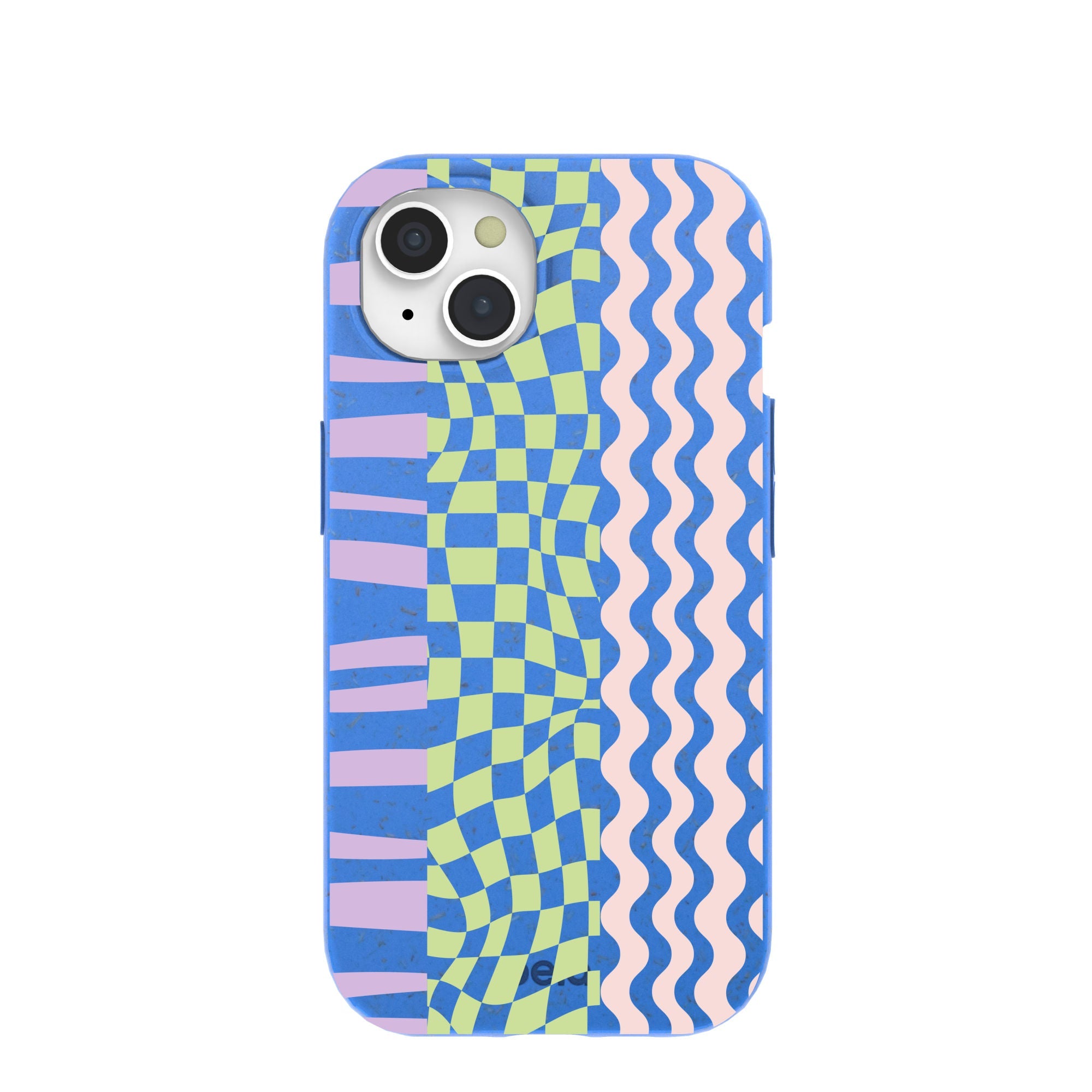 Electric Blue Mixed Up iPhone 15 Case Refurbished - Pela Case refurbished available on Cerqular
