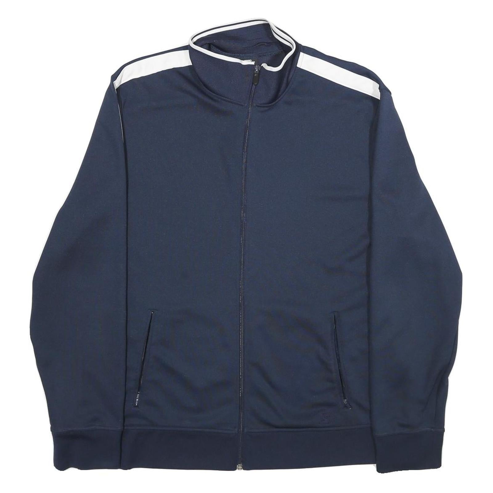 STARTER Mens Navy Blue & White Zip Up Jacket XL Polyester Plain Sport Track Refurbished - N/A refurbished available on Cerqular
