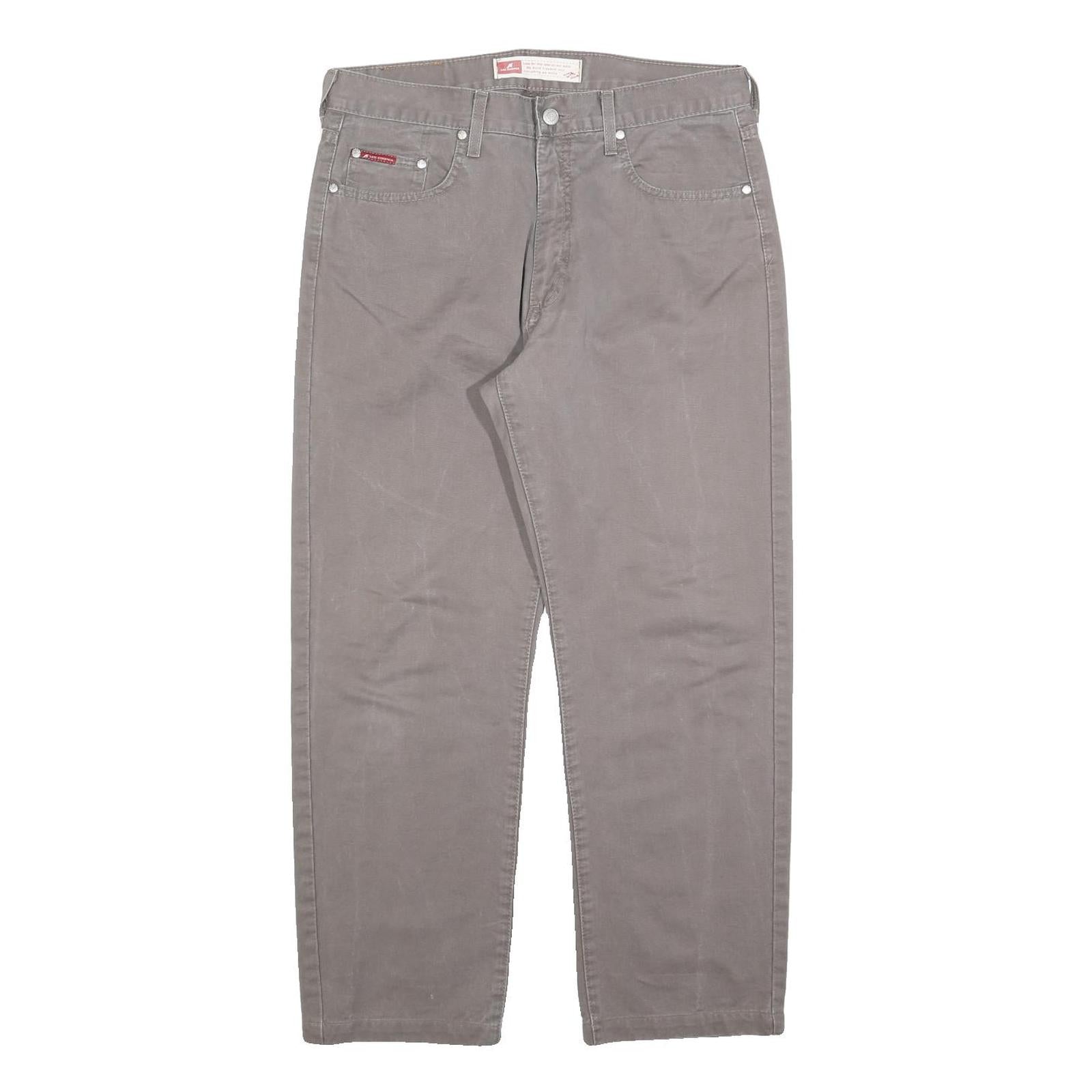 LEE COOPER Mens Cotton Blend Grey Relaxed Straight Trousers W34 L27 Zip Closure Refurbished - N/A refurbished available on Cerqular