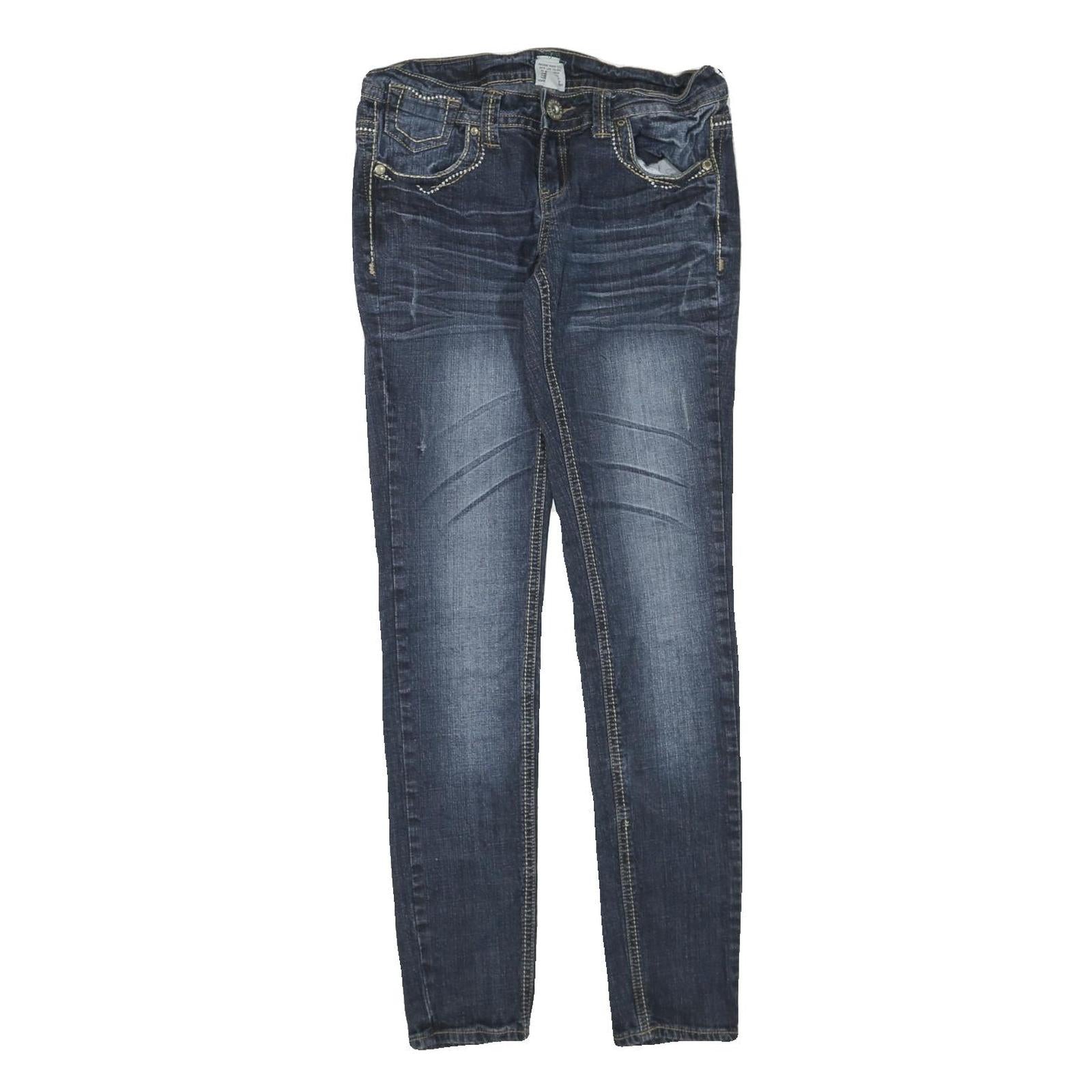Womens Blue Regular Fit Skinny Denim Jeans Cotton Blend Zip W30 L32 Embellished Refurbished - N/A refurbished available on Cerqular