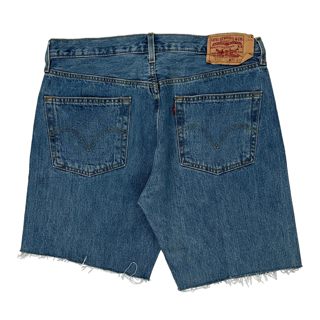 501 Levis Denim Shorts - 35W 9L Blue Denim Refurbished - Thrifted (note: this is a term often used to describe second- refurbished available on Cerqular