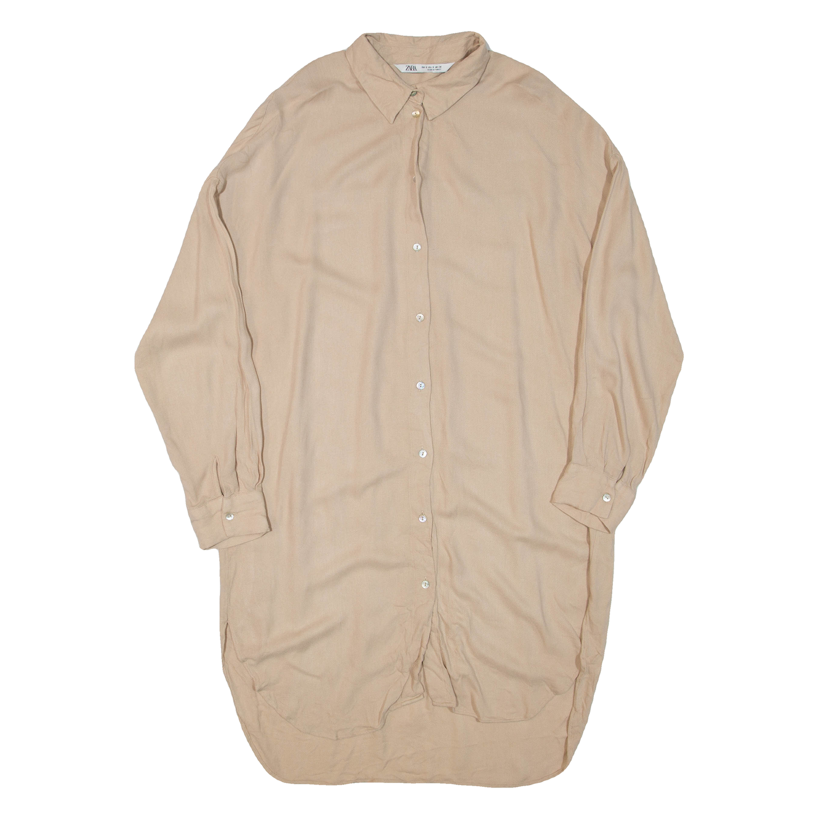 ZARA Womens Shirt Dress Beige Long Sleeve Short S Refurbished - N/A refurbished available on Cerqular