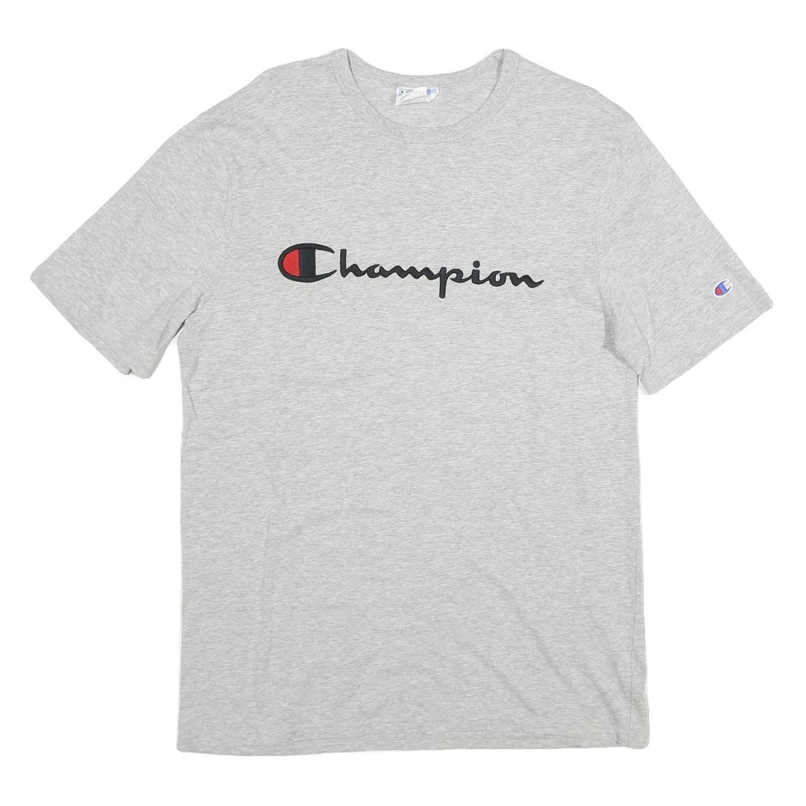 CHAMPION Mens Grey Graphic T-Shirt L Short Sleeve Crew Neck Cotton Casual Refurbished - N/A refurbished available on Cerqular