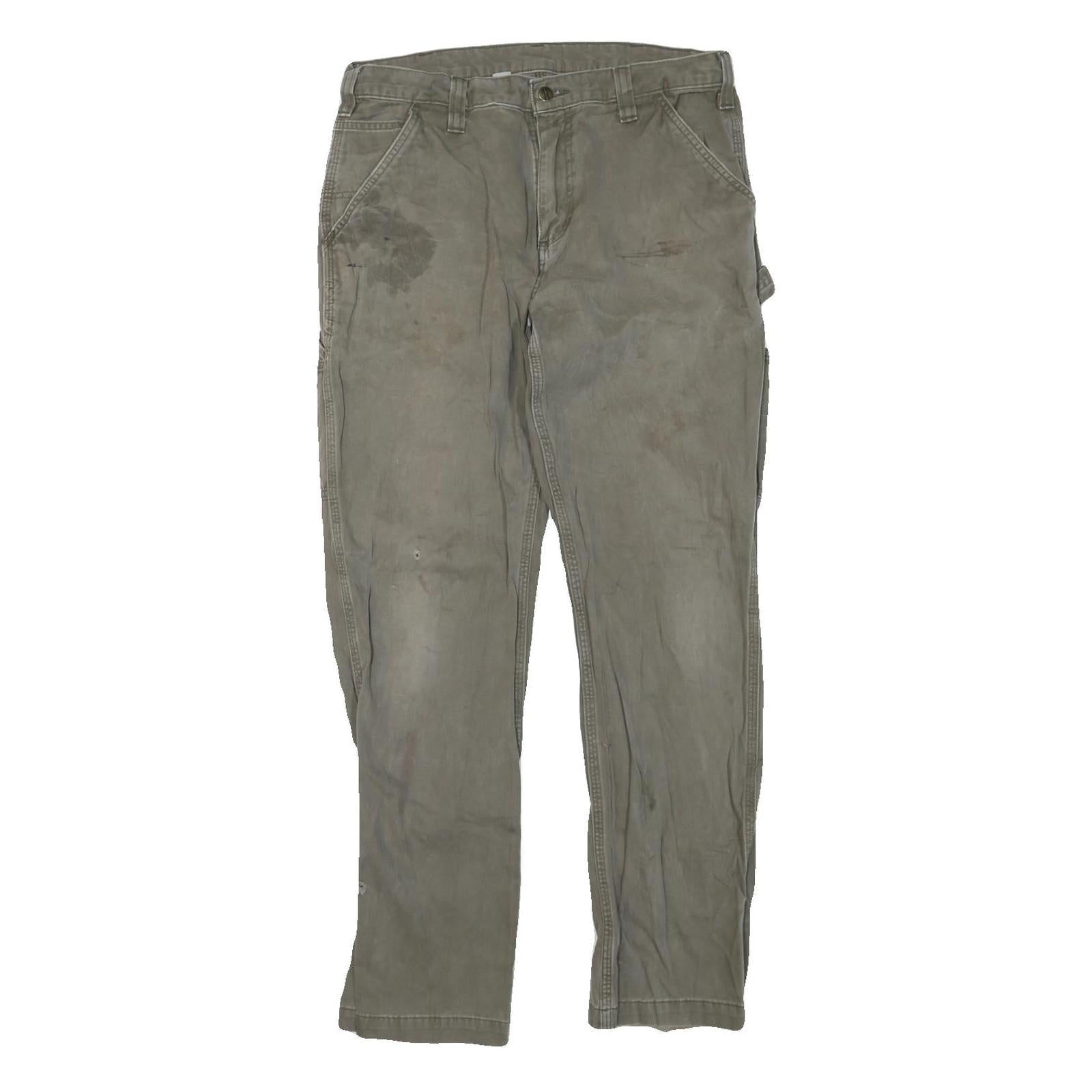 CARHARTT Mens Grey Cotton Blend Straight Trousers W34 L32 Regular Fit Workwear Refurbished - N/A refurbished available on Cerqular