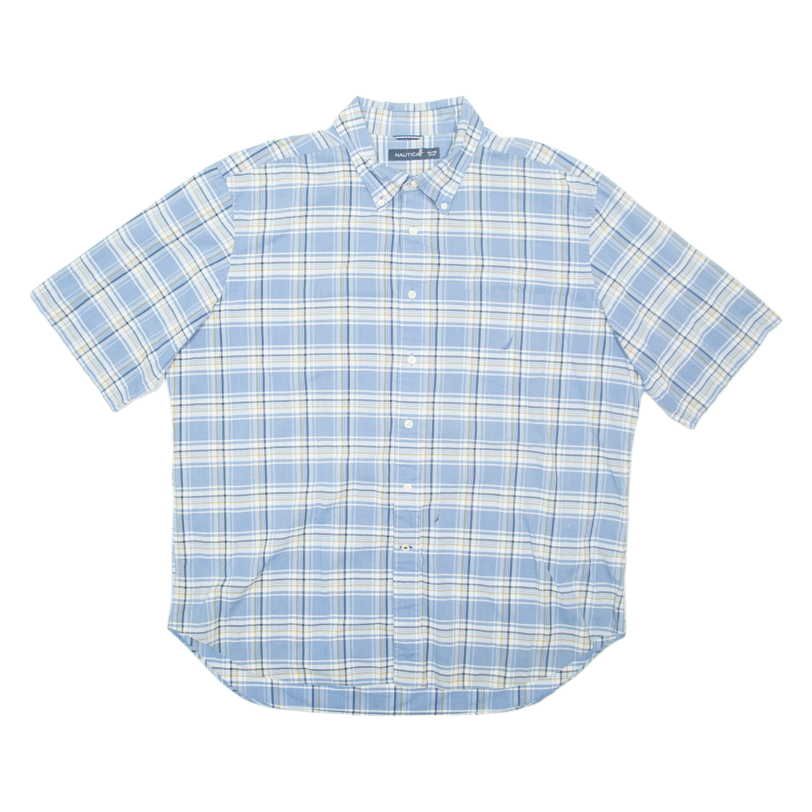 NAUTICA Mens Shirt Blue Check 2XL Refurbished - N/A refurbished available on Cerqular