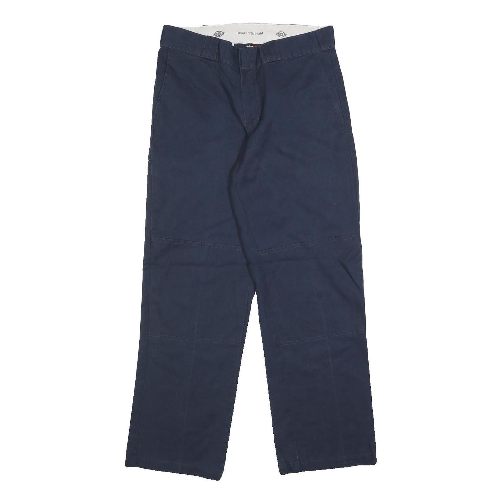 DICKIES Mens Relaxed Navy Blue Cotton Blend Relaxed Straight Leg Trousers W32 Refurbished - N/A refurbished available on Cerqular