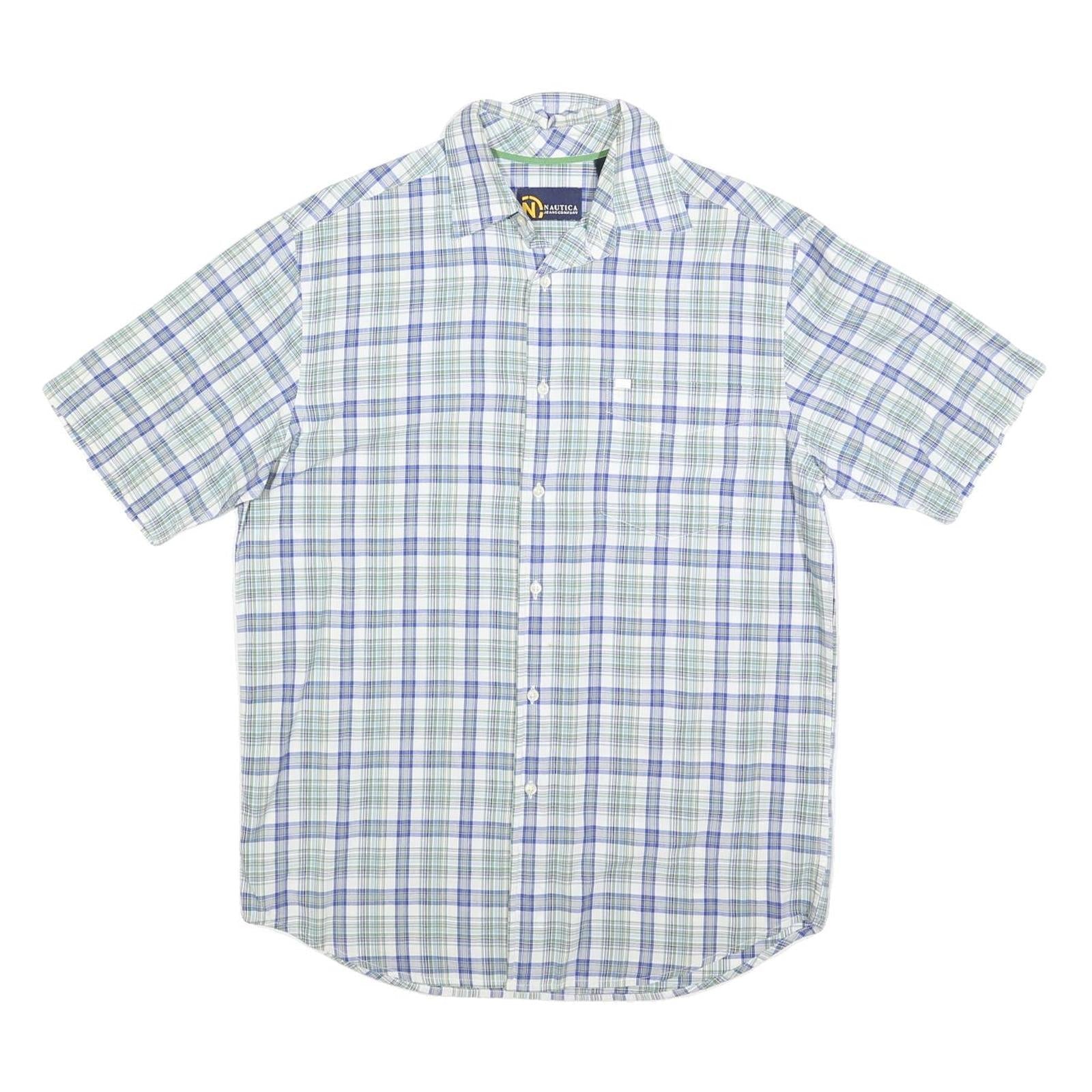 NAUTICA Mens Blue & Green Check Shirt S Cotton Blend Casual Summer Fit Refurbished - N/A refurbished available on Cerqular