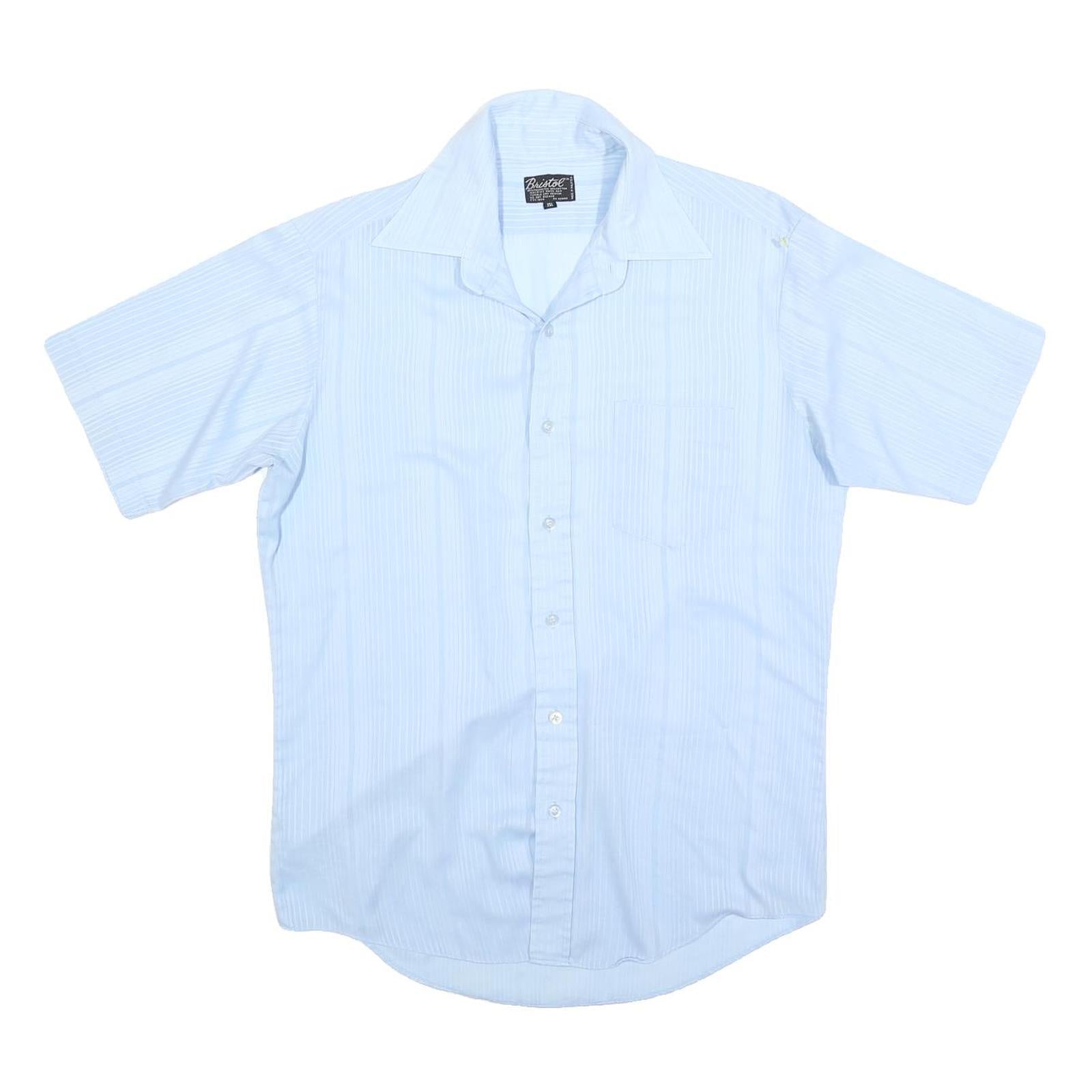 BRISTOL Mens Blue Cotton Blend Short Sleeve Shirt M Lightweight Casual Refurbished - N/A refurbished available on Cerqular