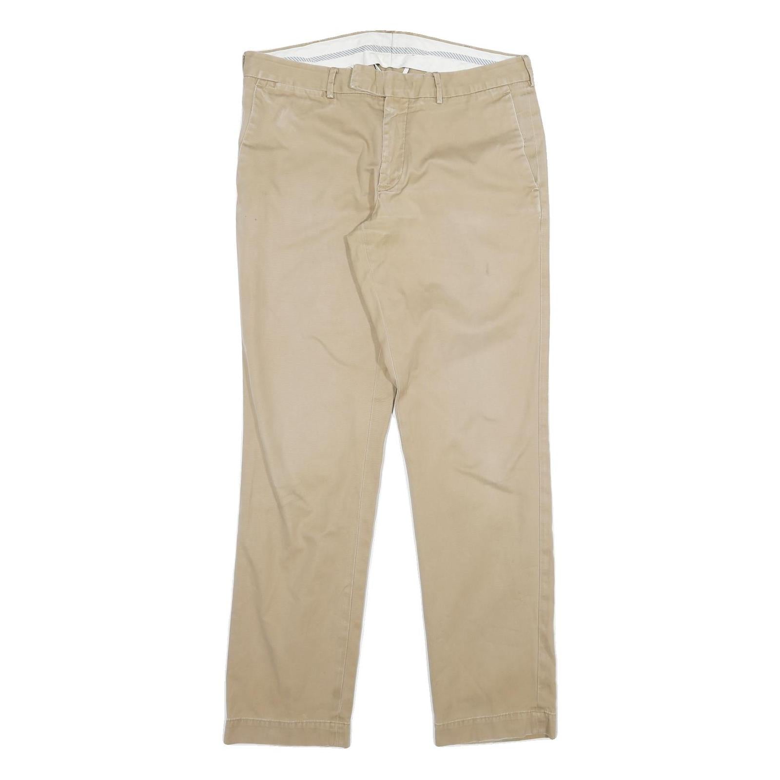 POLO RALPH LAUREN Mens Regular Fit Beige Cotton Blend Trousers W34 L34 Casual Refurbished - N/A refurbished available on Cerqular