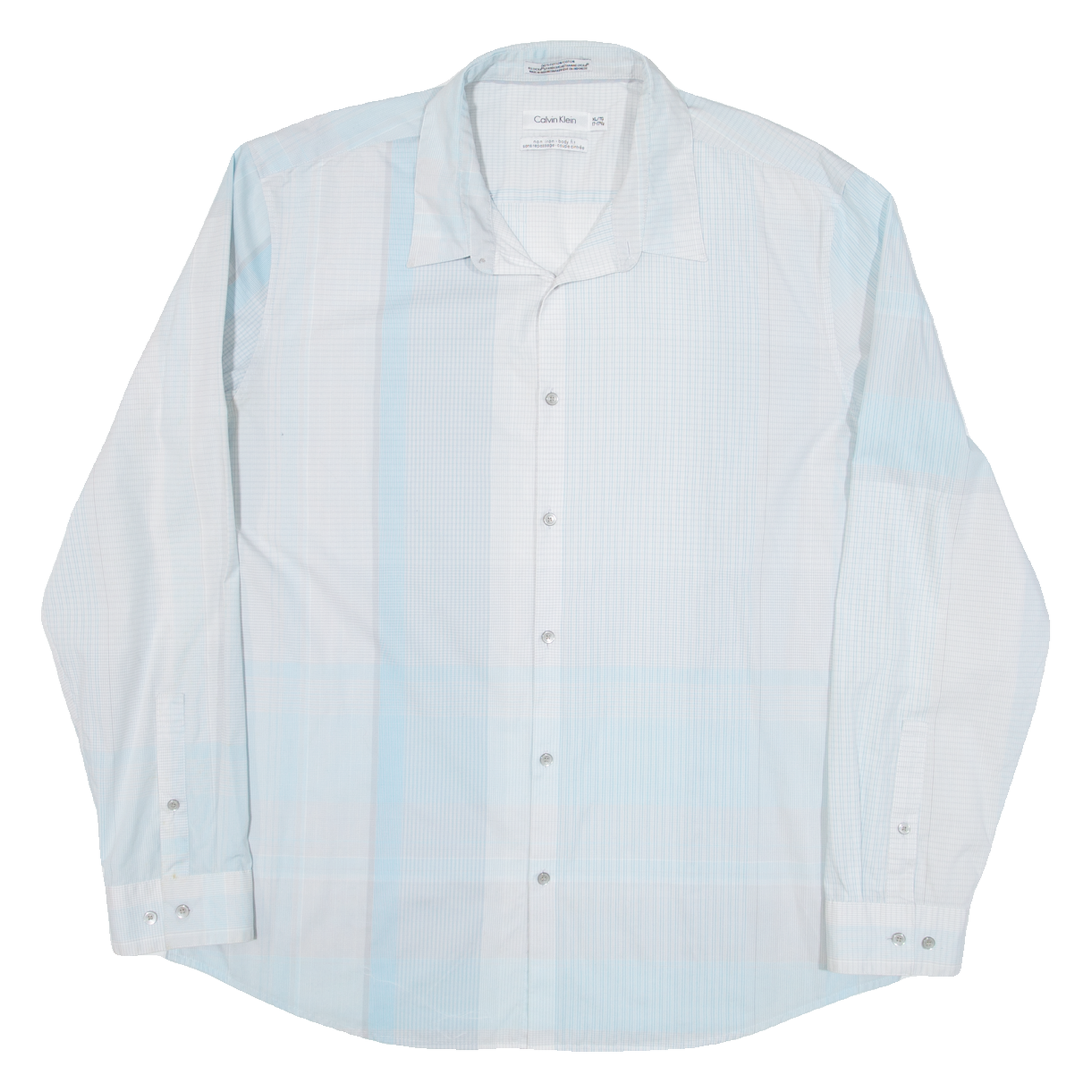 CALVIN KLEIN Mens Shirt Blue Striped Long Sleeve XL Refurbished - N/A refurbished available on Cerqular