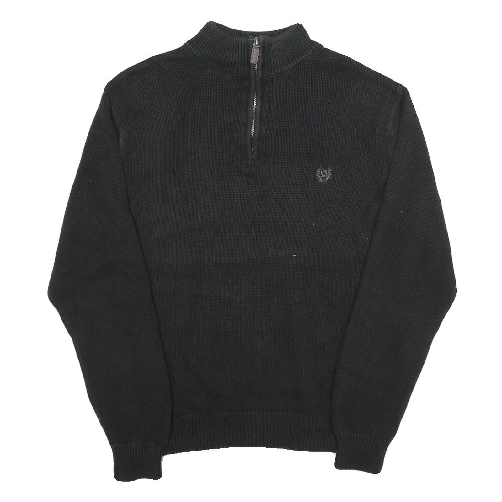 CHAPS Mens Black Plain Cotton Pullover Jumper Half Zip L Classic Knitwear Refurbished - N/A refurbished available on Cerqular