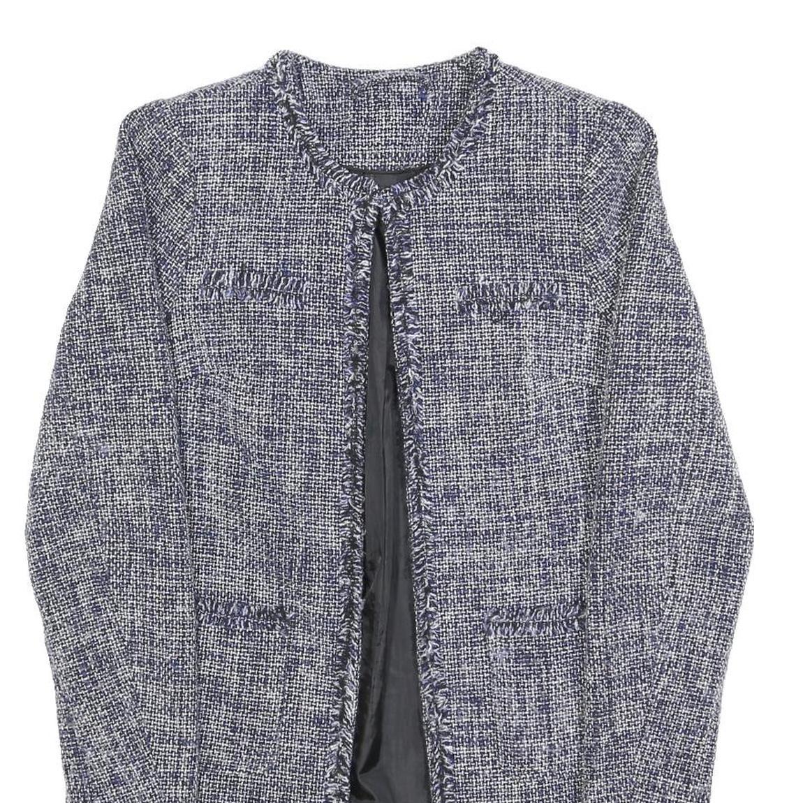 Womens Blue Plain Button Jacket S Woven Classic Fit Long Sleeve Casual Refurbished - N/A refurbished available on Cerqular