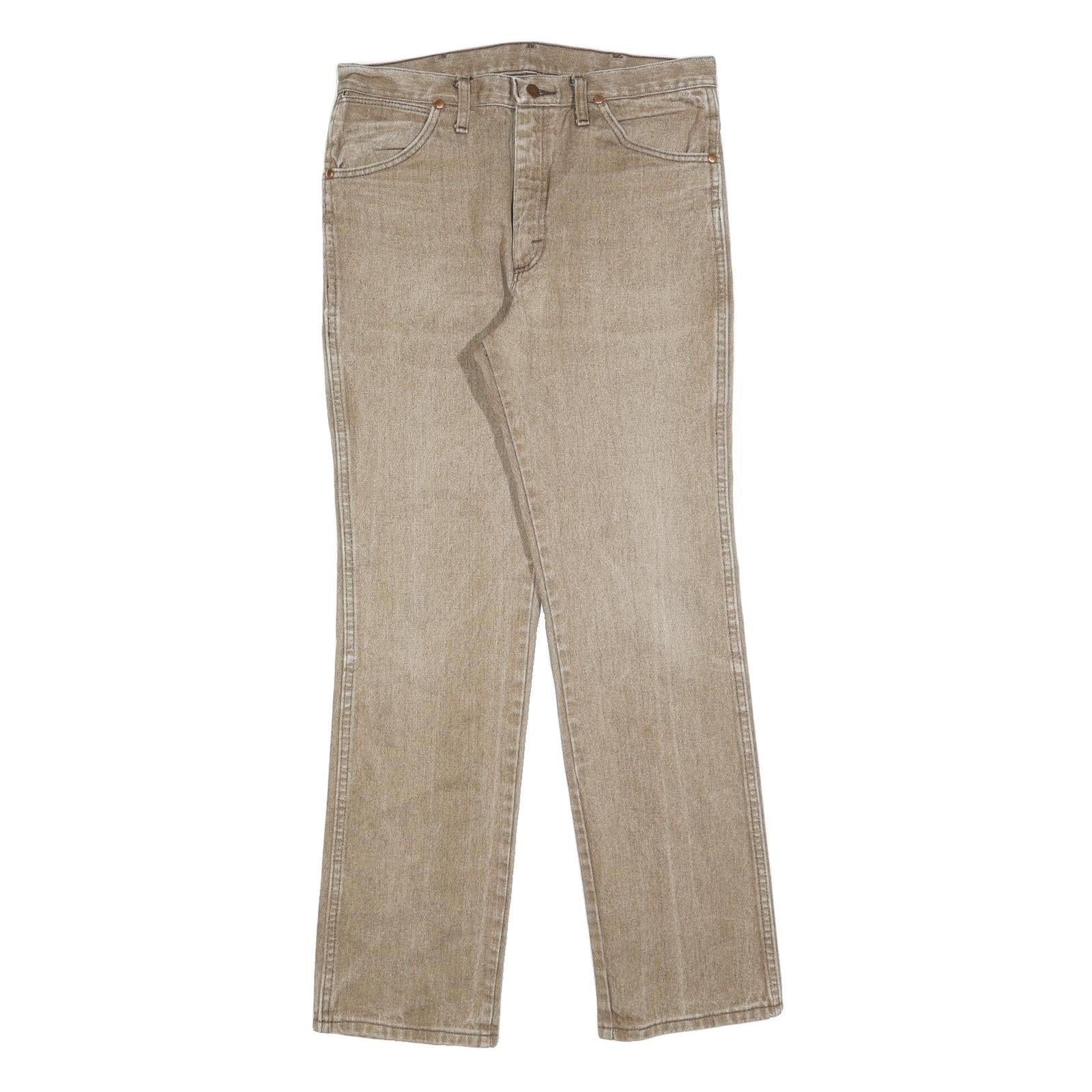 WRANGLER Mens Beige Regular Straight Denim Medium W33 L32 Classic Cotton Blend Refurbished - N/A refurbished available on Cerqular