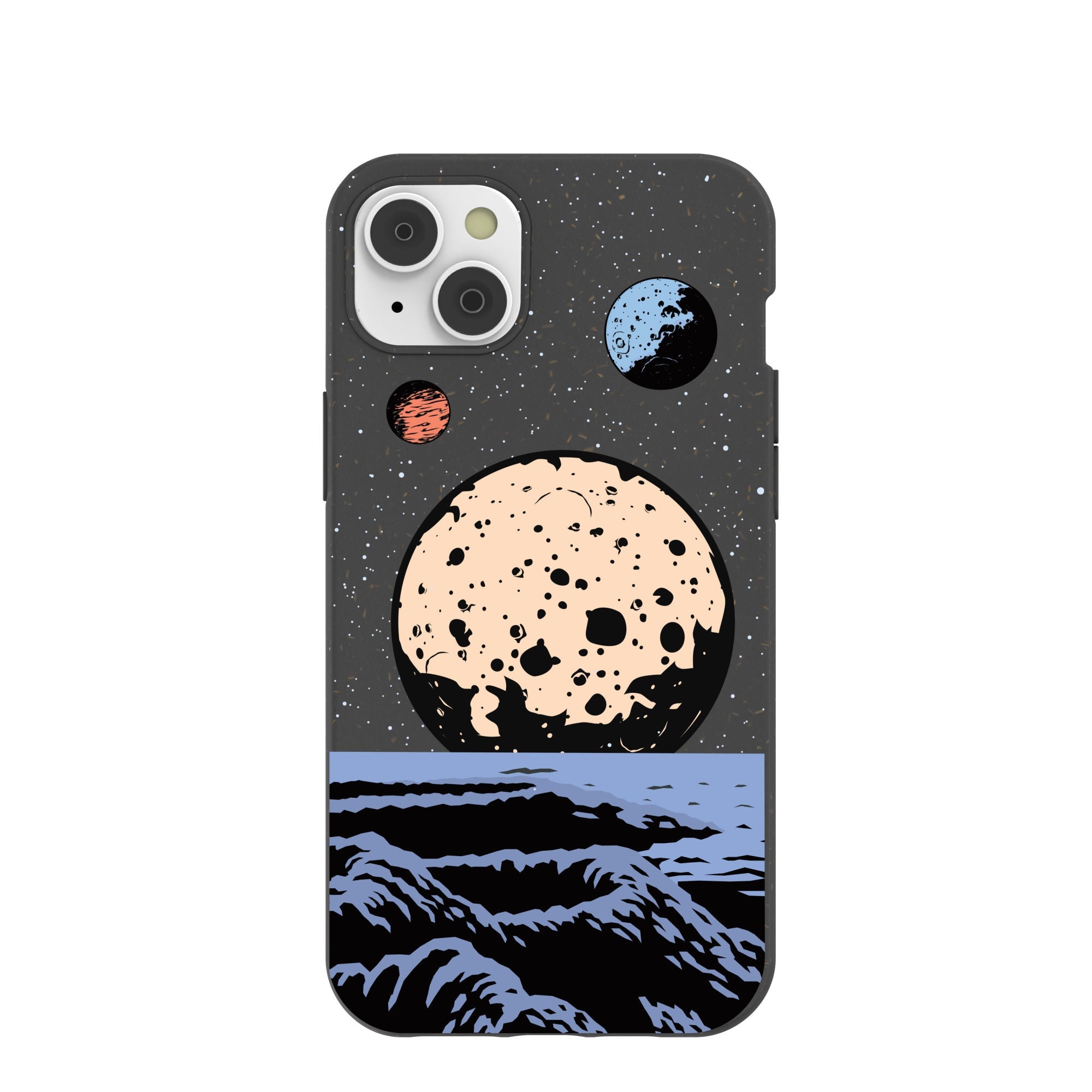 Black Retro Moon iPhone 14 Plus Case Refurbished - Pela Case refurbished available on Cerqular
