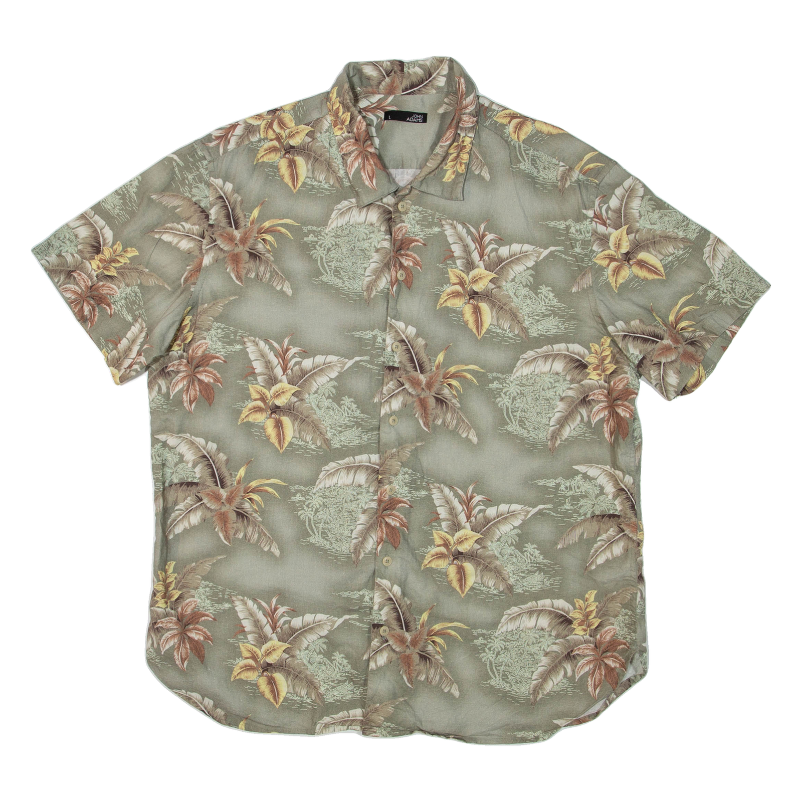 JOHN ADAMS Mens Hawaiian Shirt Green Floral L Refurbished - N/A refurbished available on Cerqular