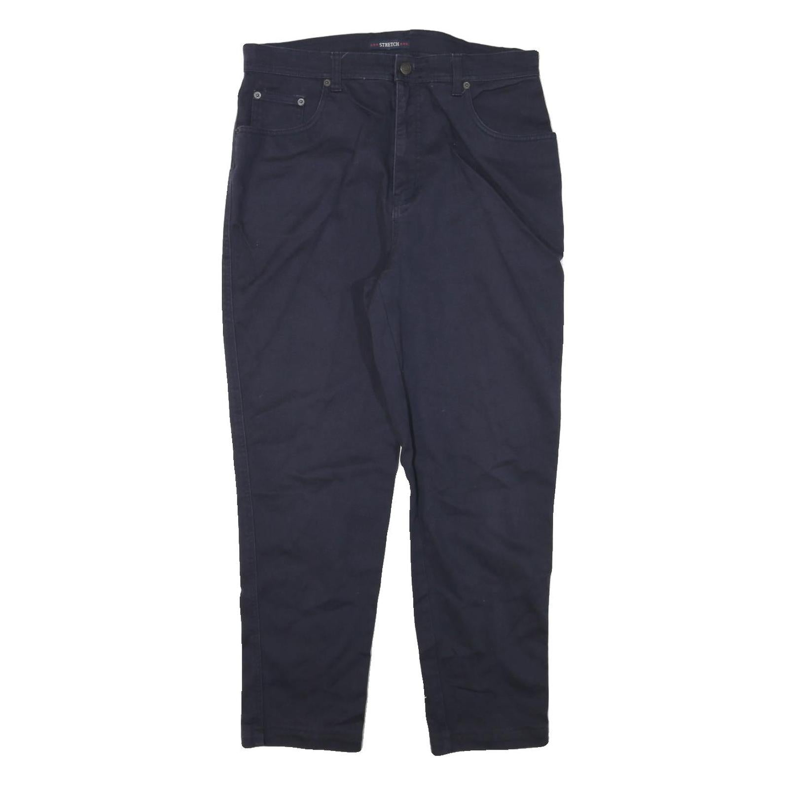 BILLBLASS Womens Slim Navy Blue Cotton Blend Zip Trousers W34 L27 Casual Refurbished - N/A refurbished available on Cerqular