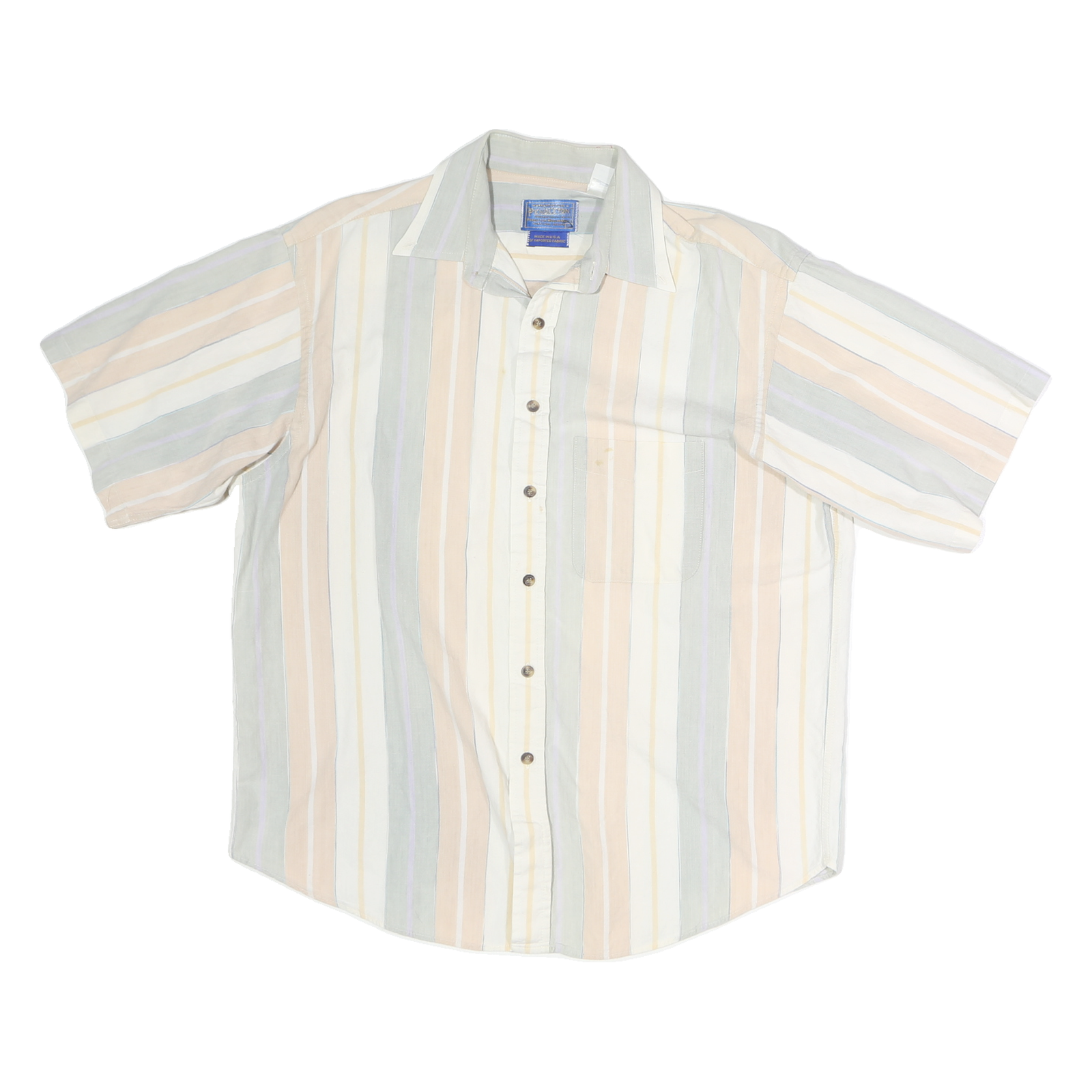 PENDLETON Mens Beige & Cream Striped Cotton Shirt L Casual Button-Up Summer Refurbished - N/A refurbished available on Cerqular
