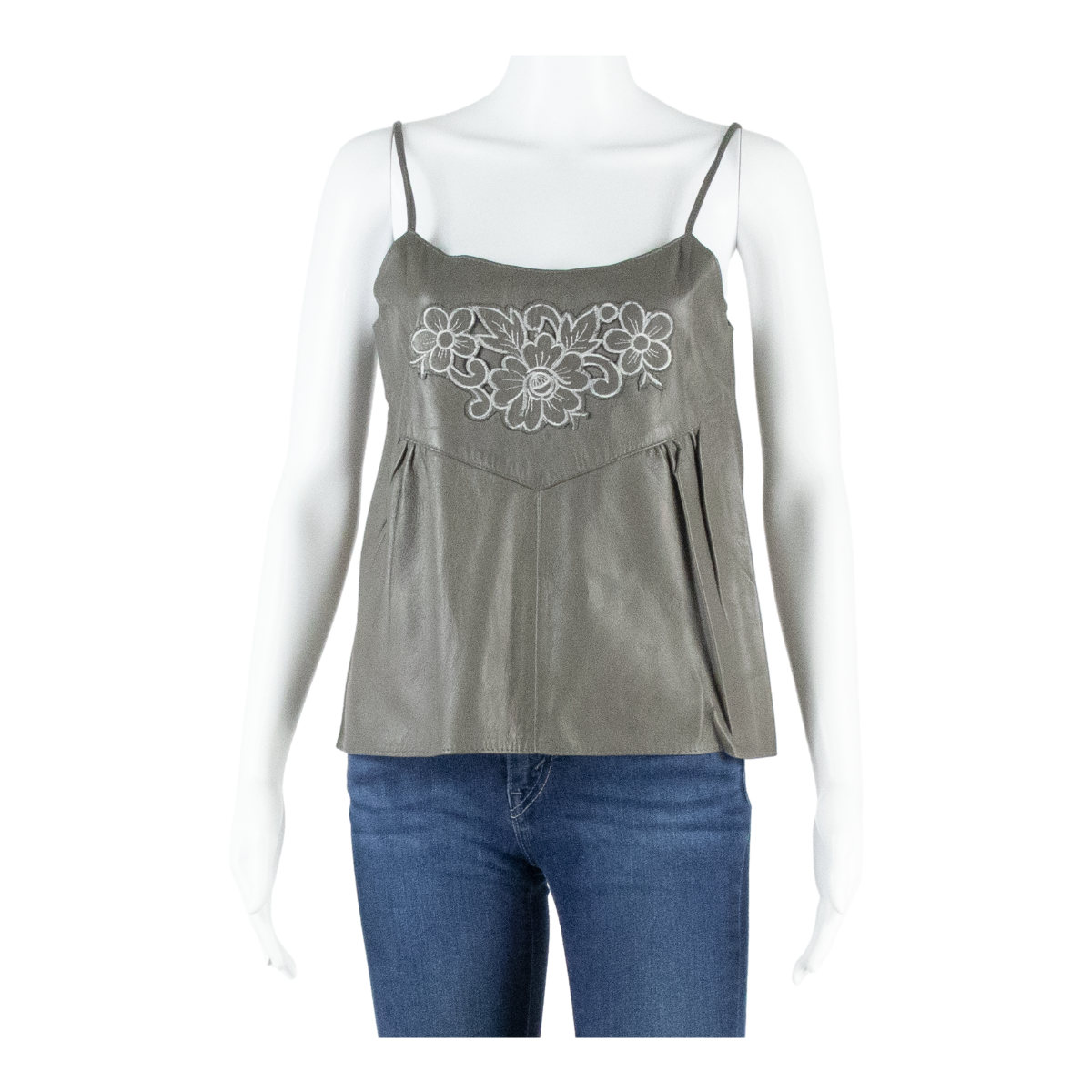 Leather Look Womens Camisole Vest Grey Sleeveless S Refurbished - N/A refurbished available on Cerqular